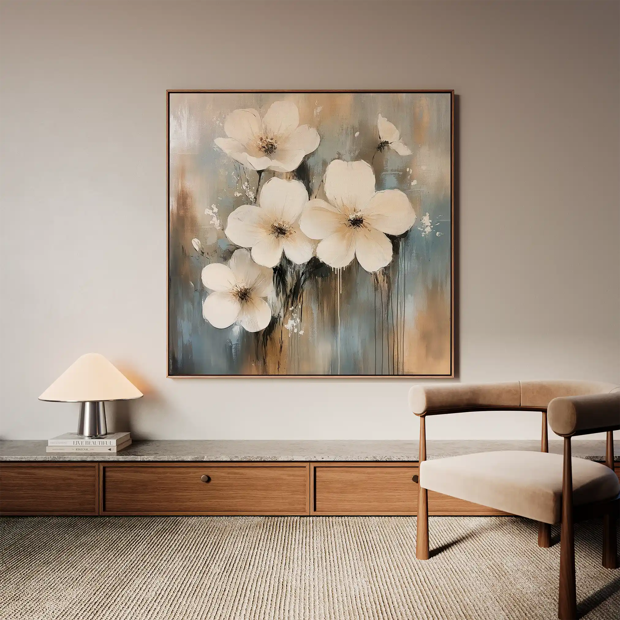 Floral 1265 Canvas Art 60 x 60 cm / Black