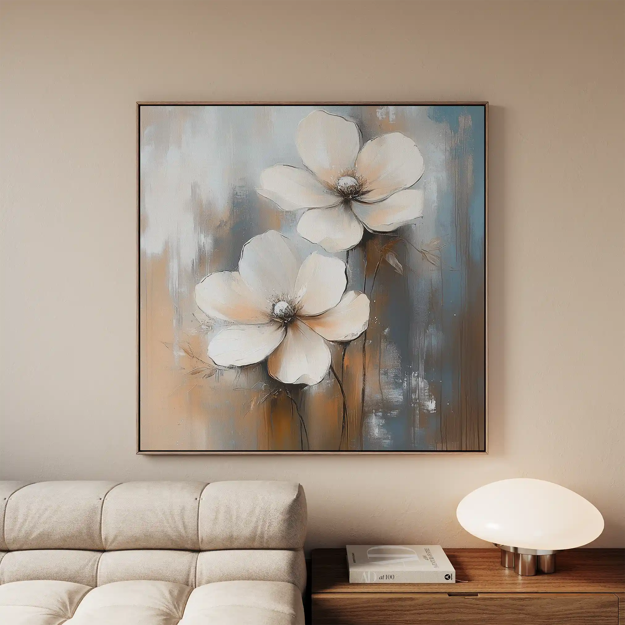 Floral 1266 Canvas Art 60 x 60 cm / Black