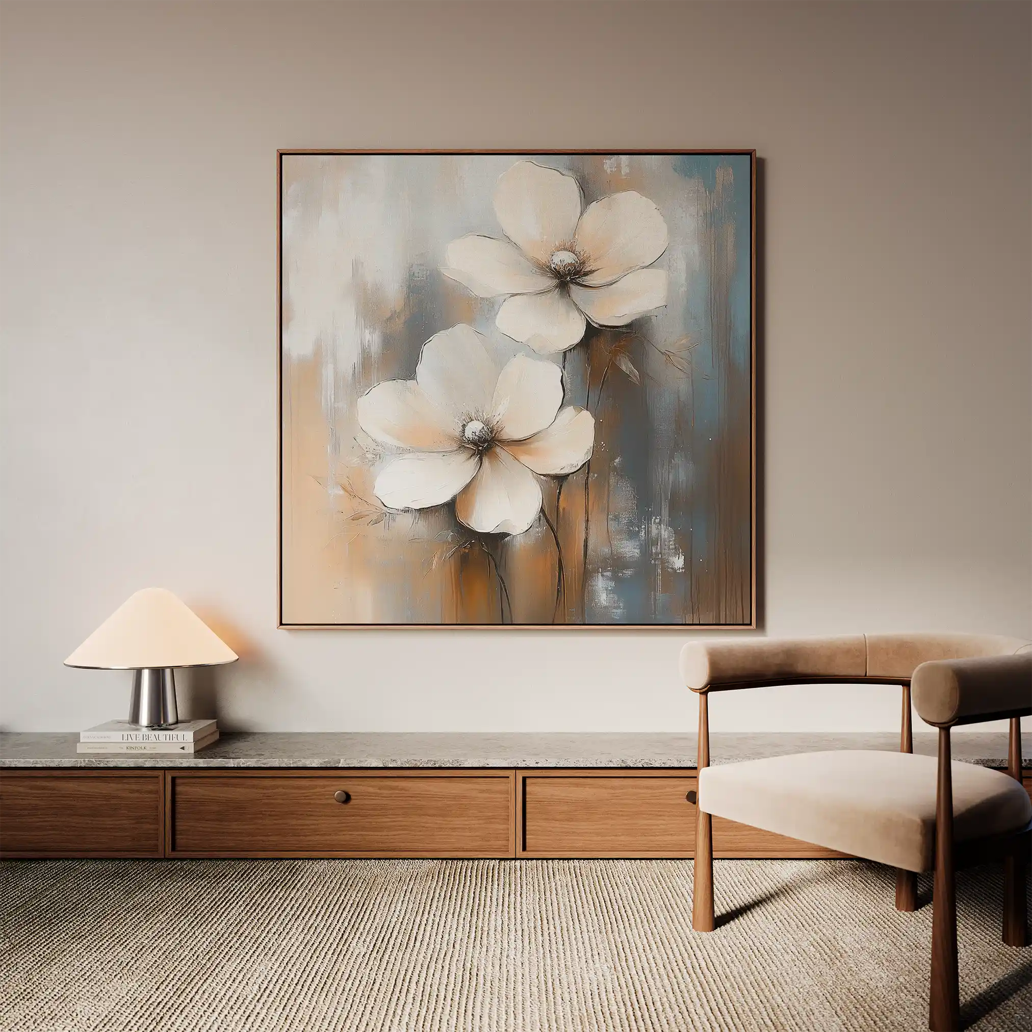 Floral 1266 Canvas Art 60 x 60 cm / Black