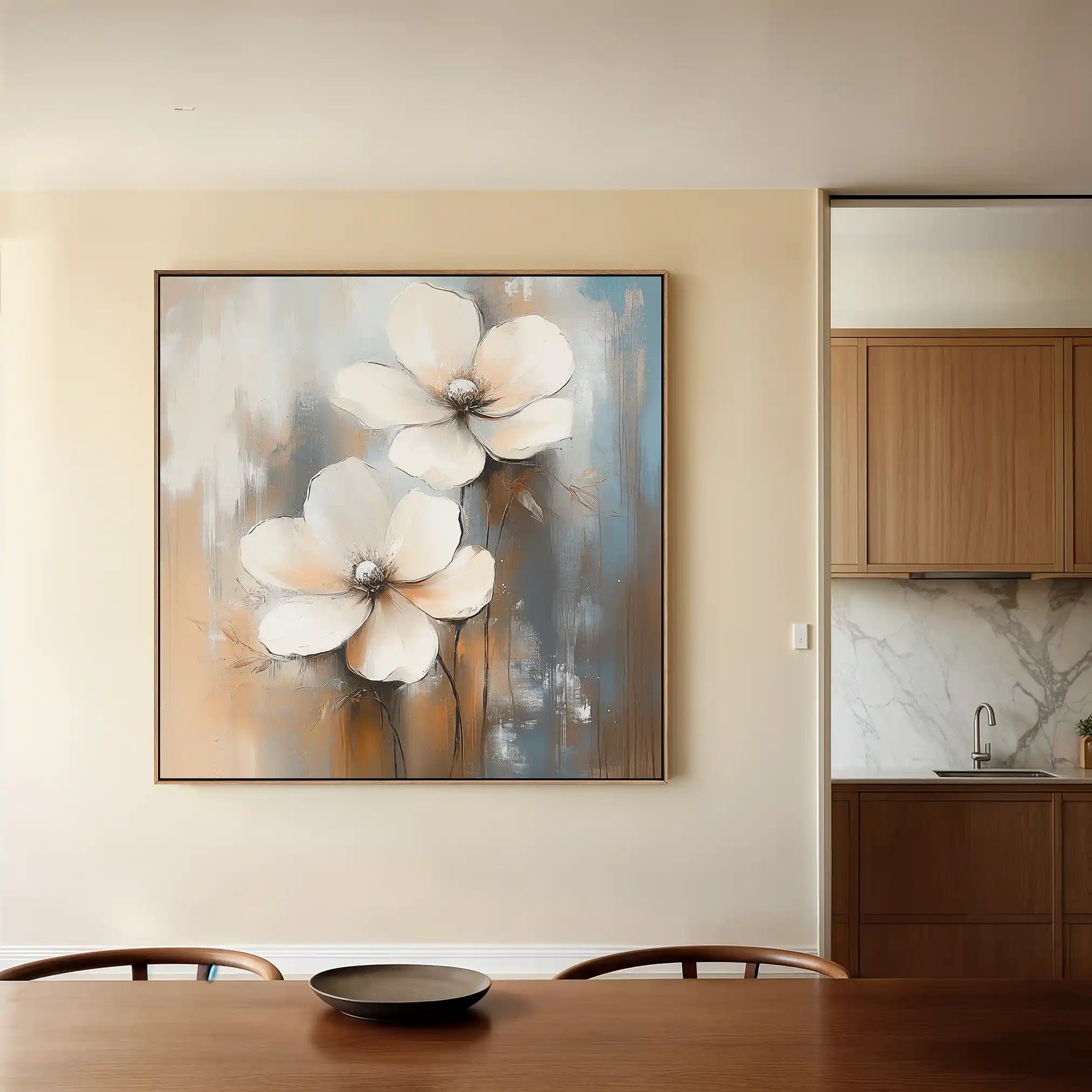 Floral 1266 Canvas Art 60 x 60 cm / Black