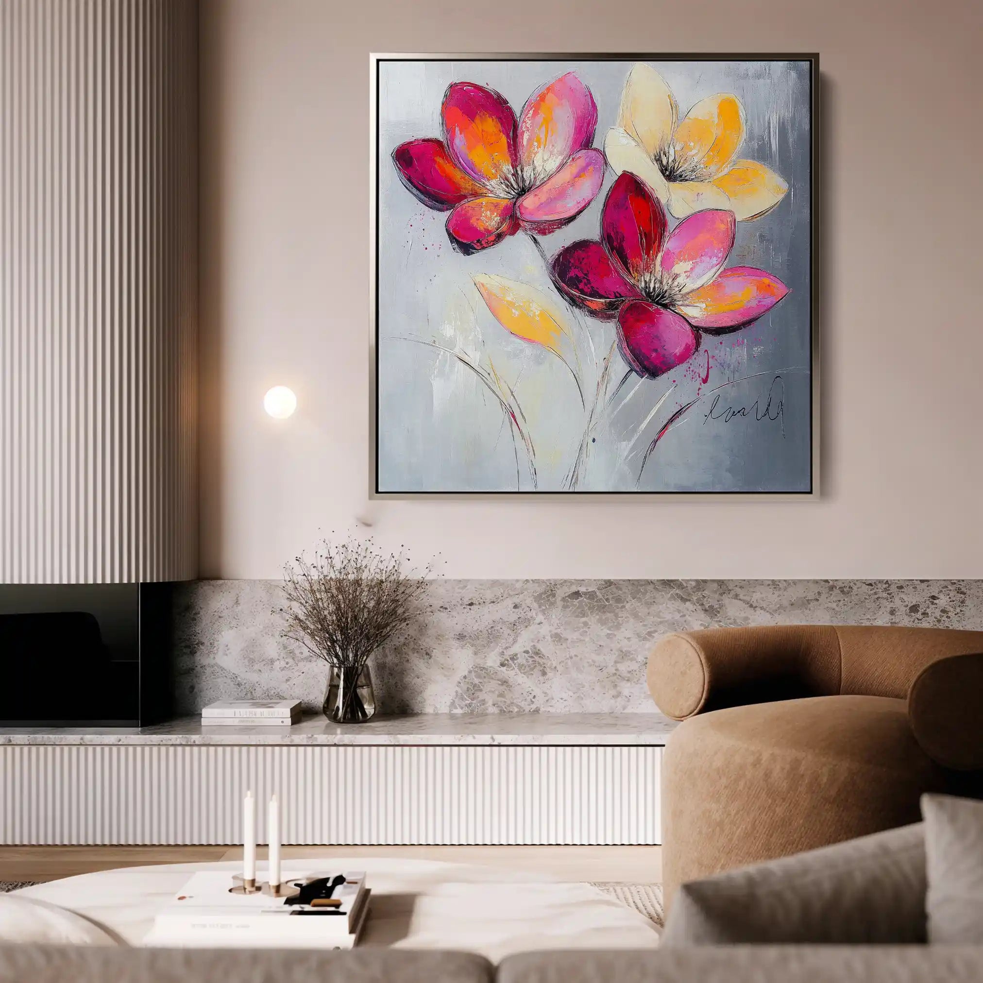 Floral 1267 Canvas Art 60 x 60 cm / Black