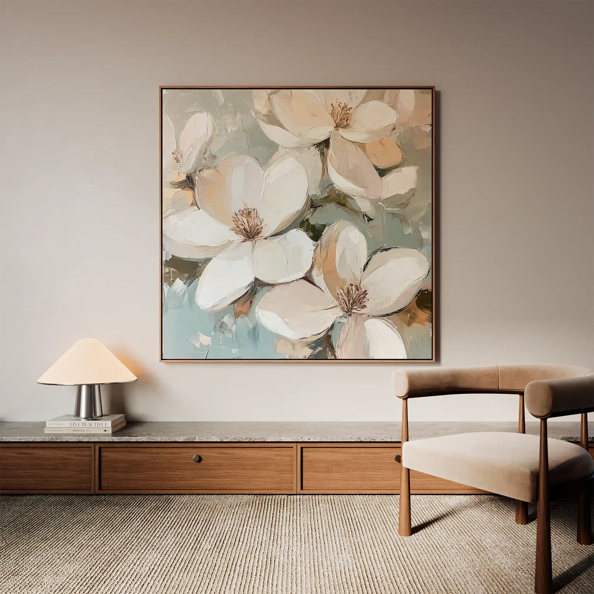 Floral 1268 Canvas Art 60 x 60 cm / Black