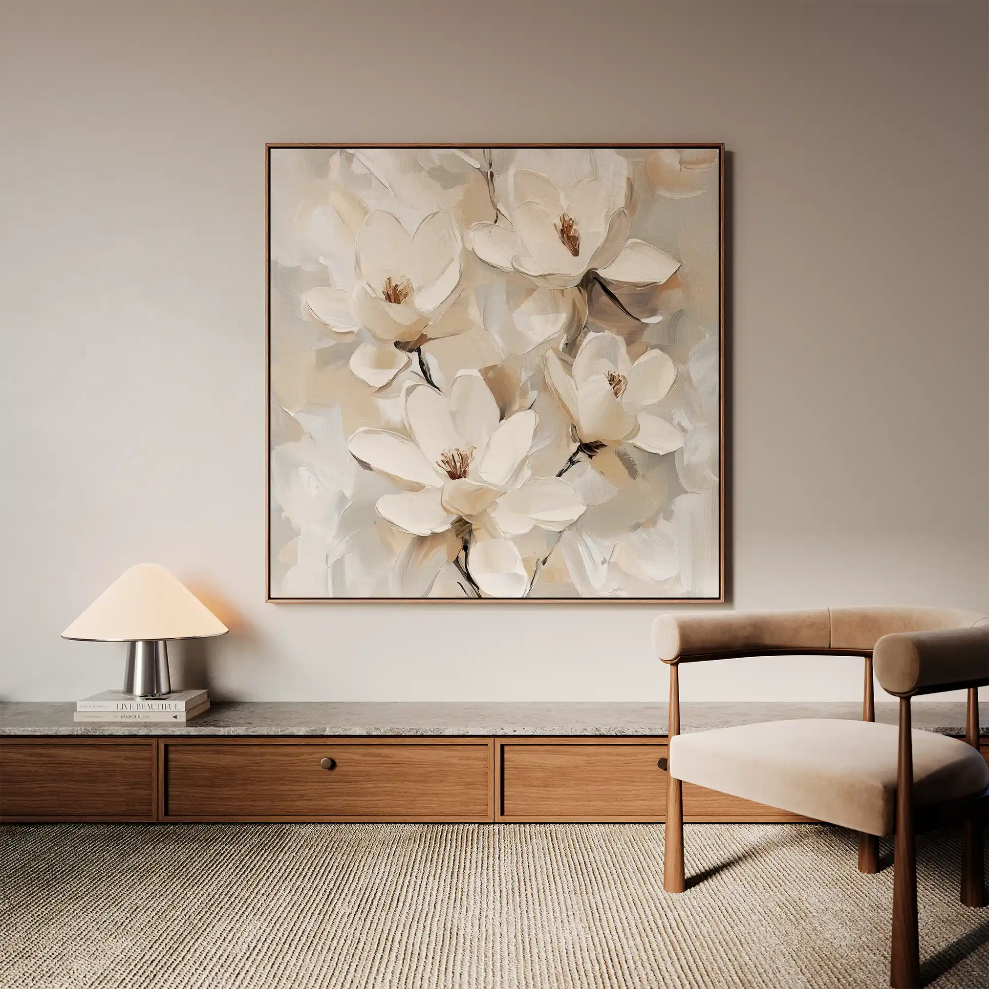 Floral 1269 Canvas Art 60 x 60 cm / Black