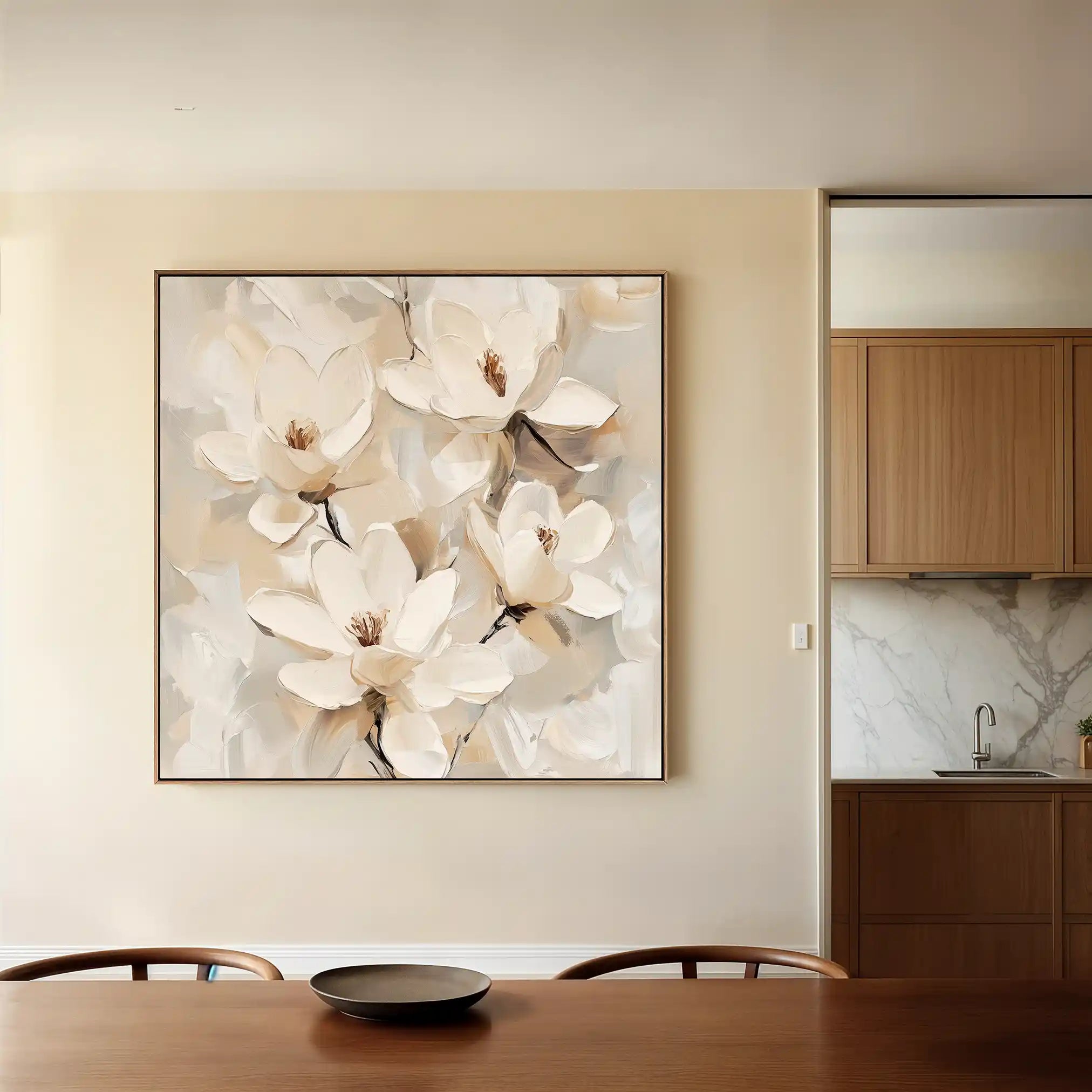 Floral 1269 Canvas Art 60 x 60 cm / Black