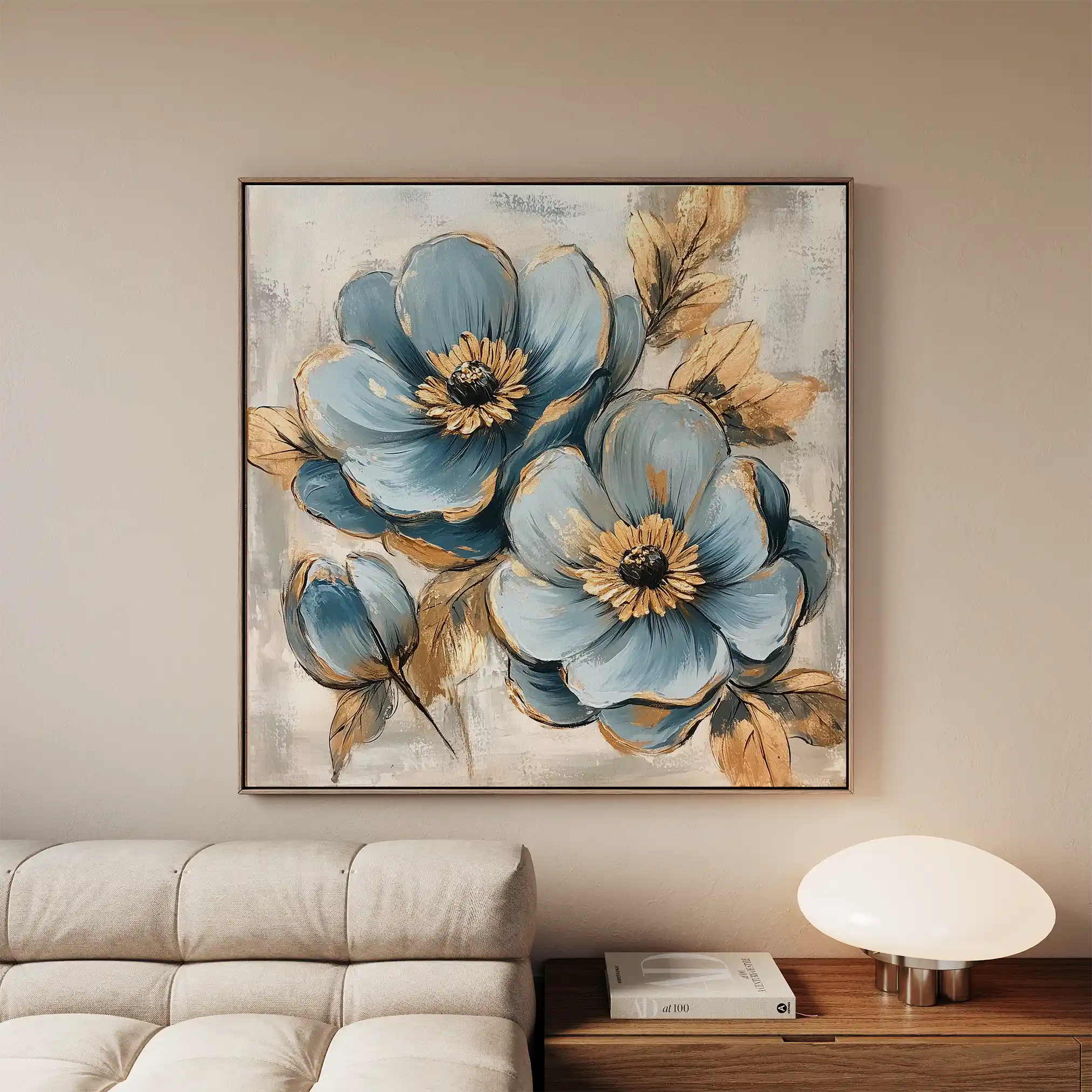 Floral 1272 Canvas Art 60 x 60 cm / Black