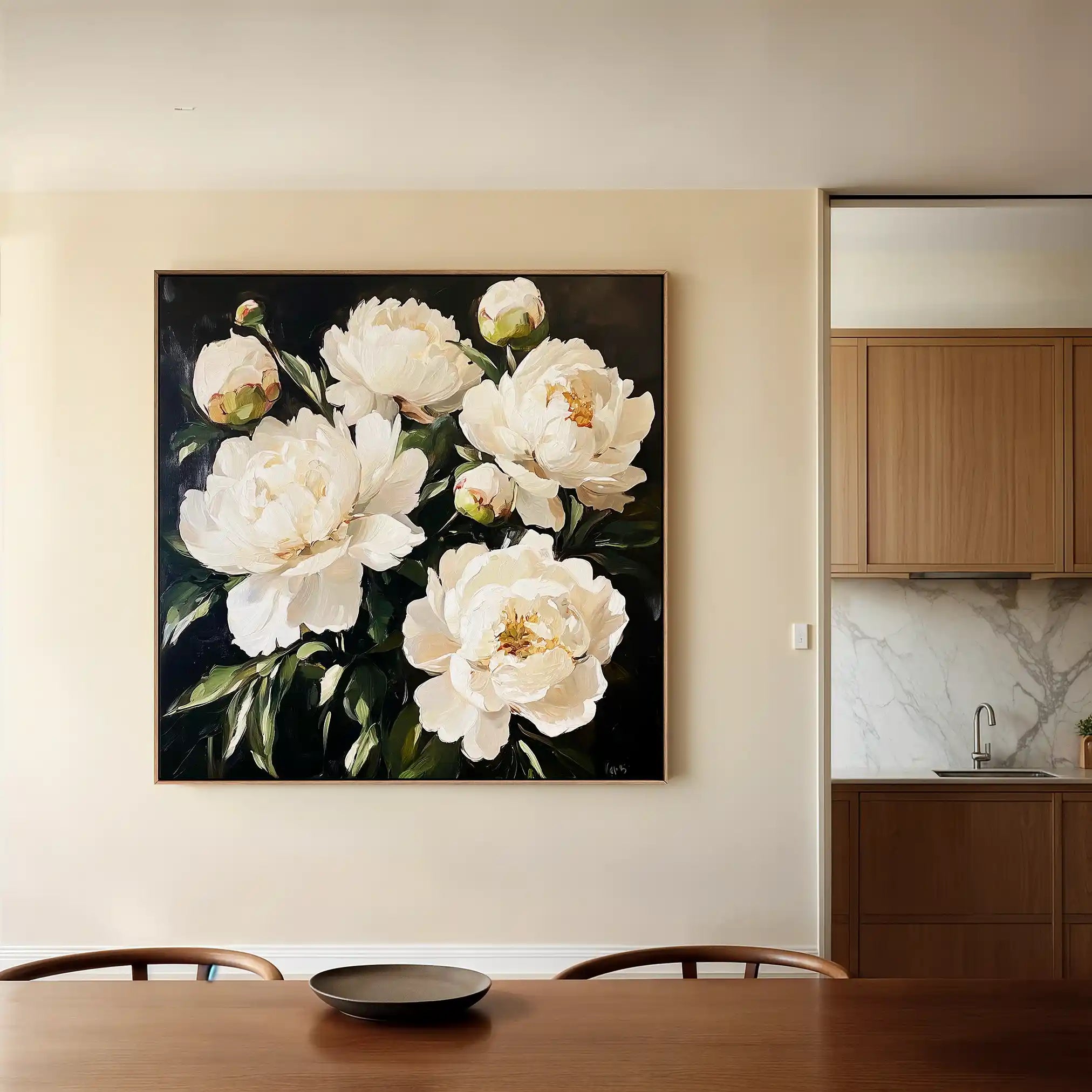 Floral 1273 Canvas Art 60 x 60 cm / Black