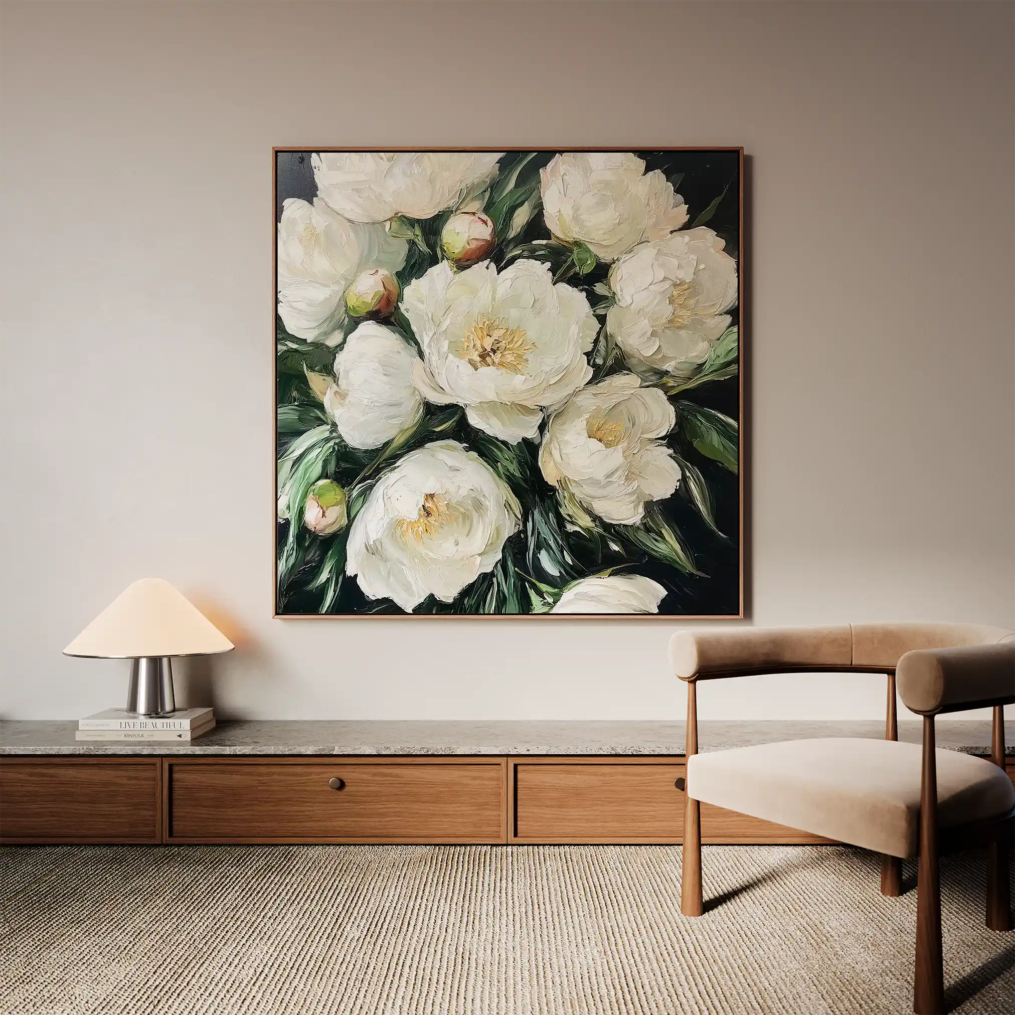 Floral 1274 Canvas Art 60 x 60 cm / Black