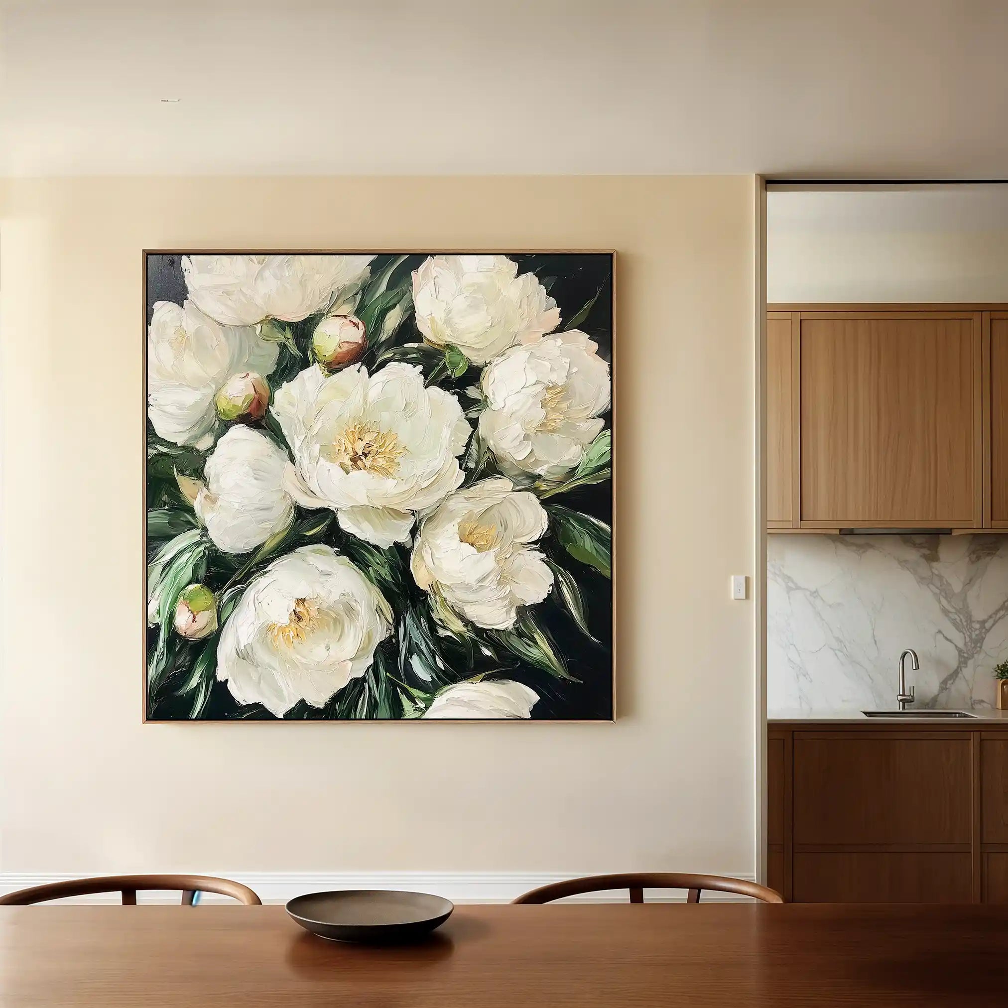 Floral 1274 Canvas Art 60 x 60 cm / Black