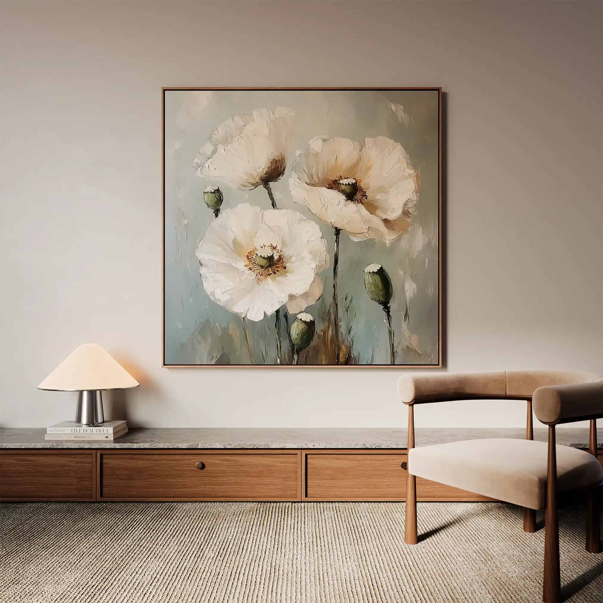 Floral 1275 Canvas Art 60 x 60 cm / Black