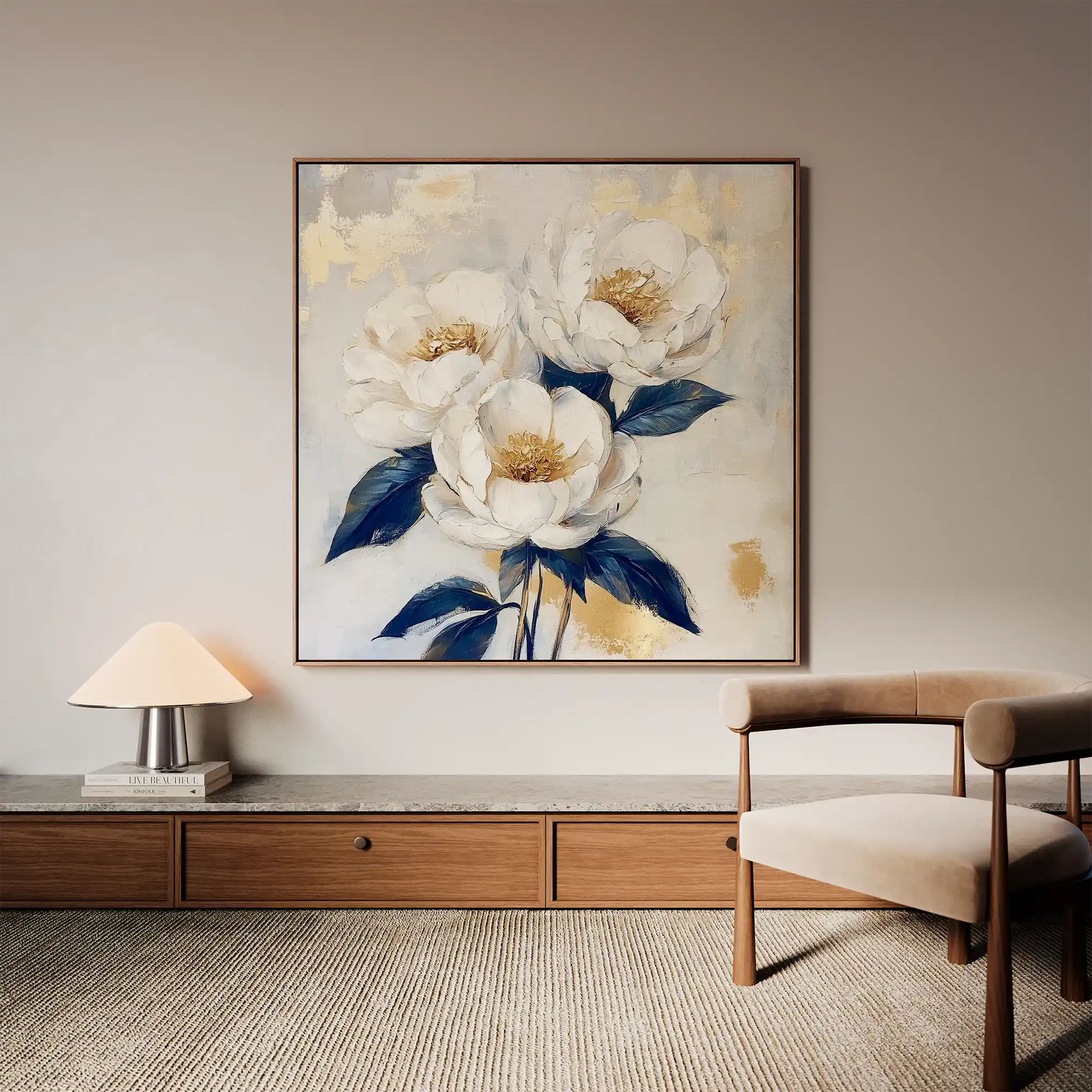 Floral 1278 Canvas Art 60 x 60 cm / Black