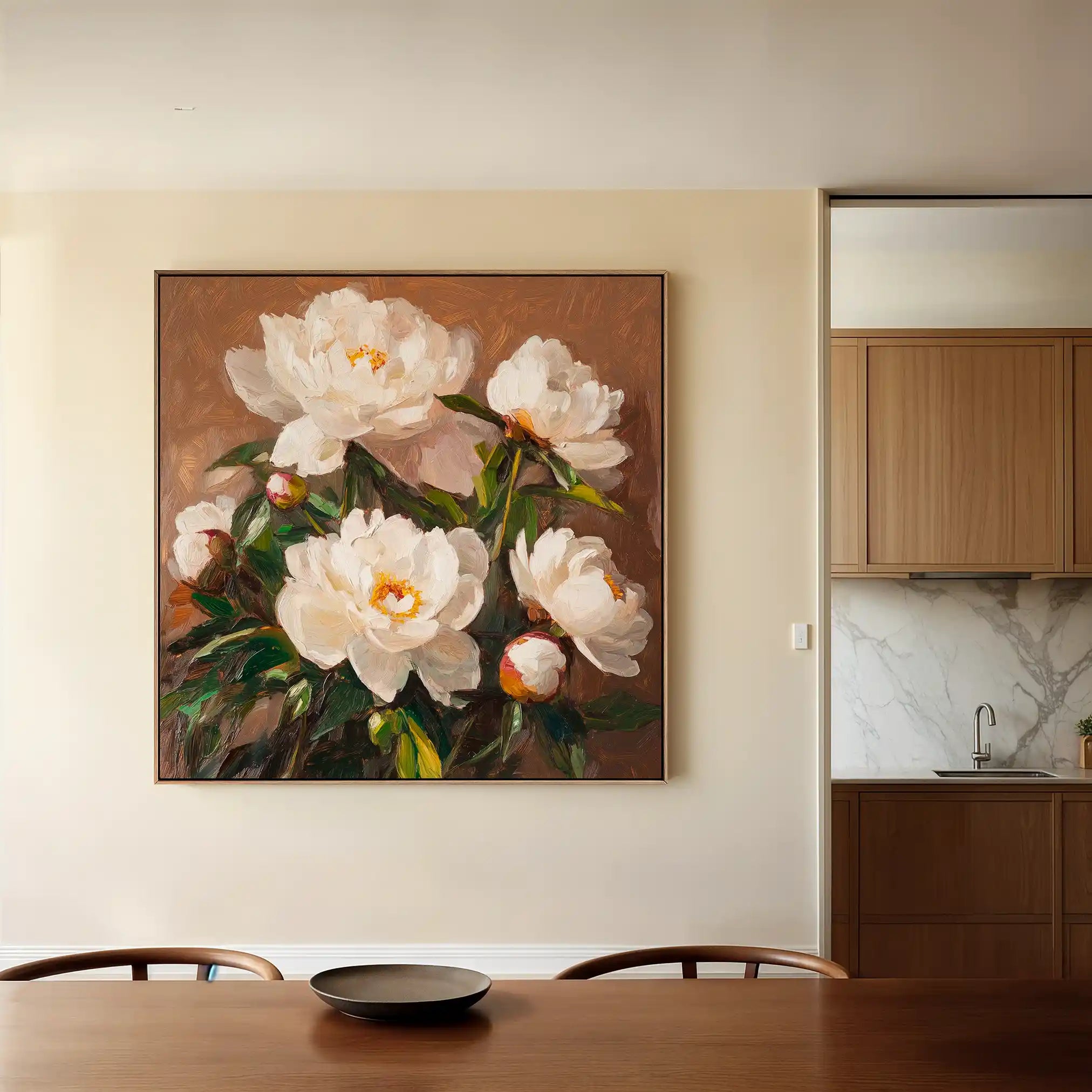 Floral 1279 Canvas Art 60 x 60 cm / Black