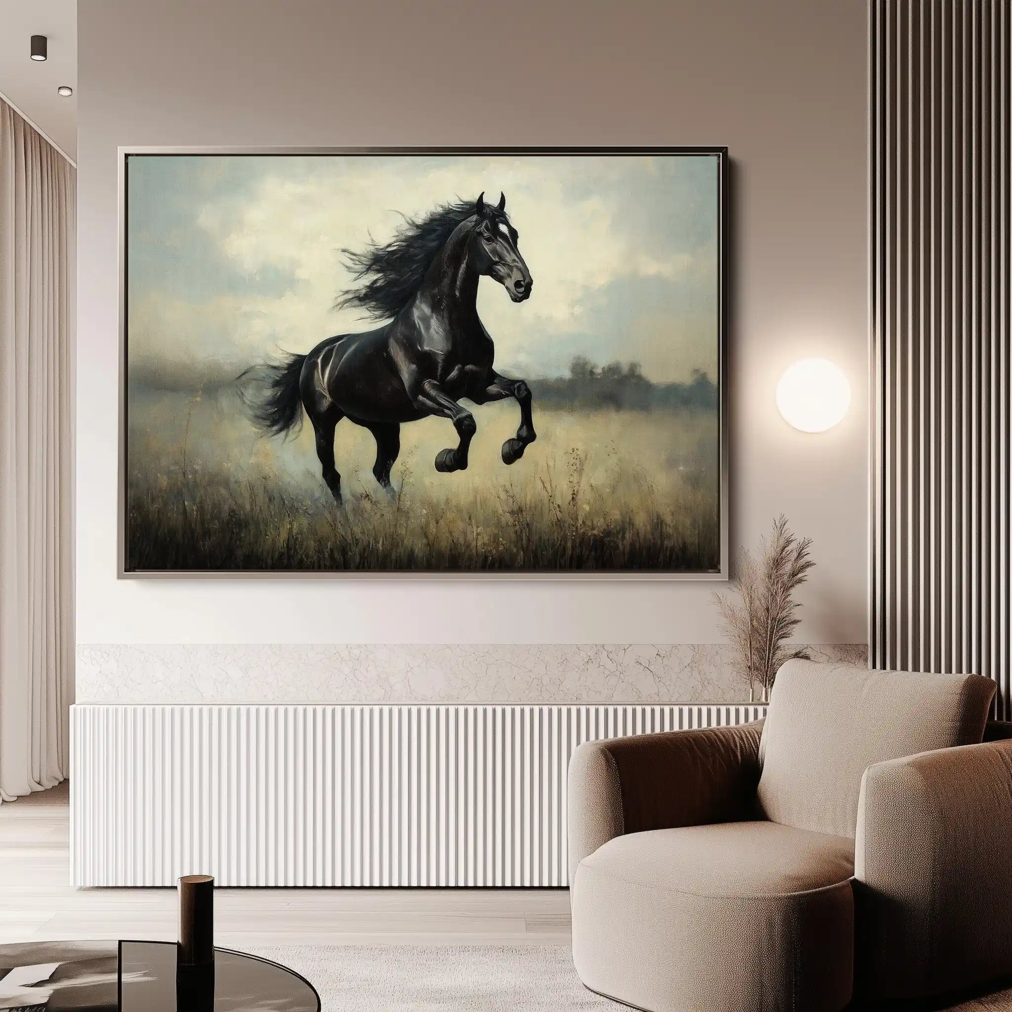 Horses 128 Canvas Art 60 x 40 cm / Black