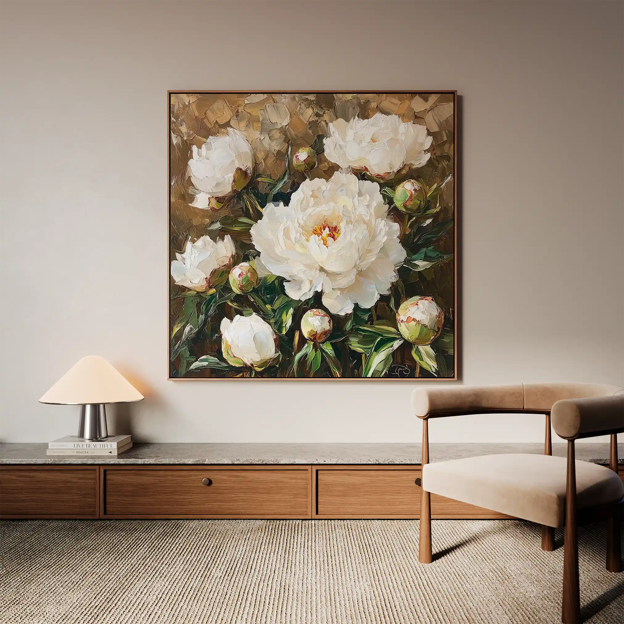 Floral 1280 Canvas Art 60 x 60 cm / Black