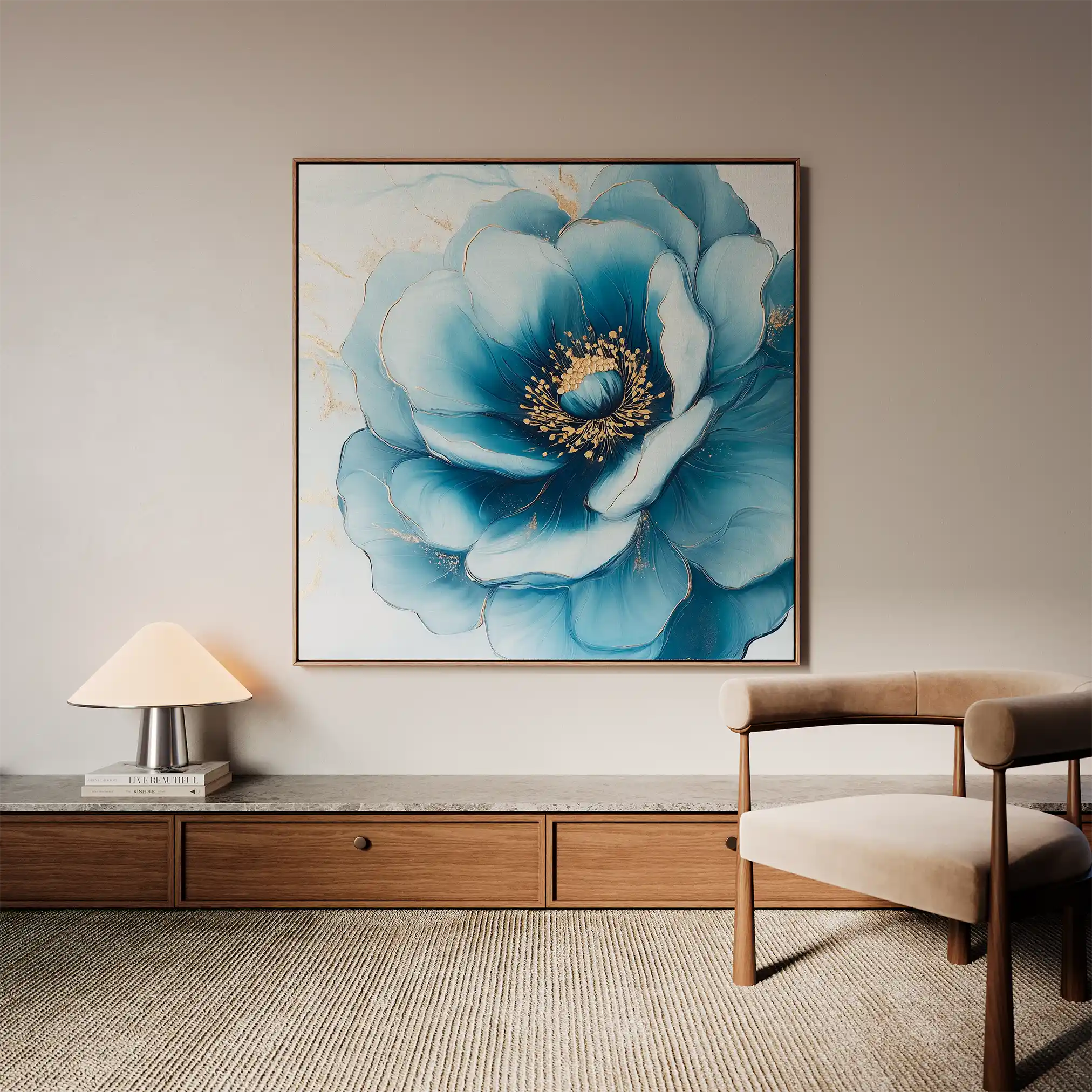 Floral 1281 Canvas Art 60 x 60 cm / Black