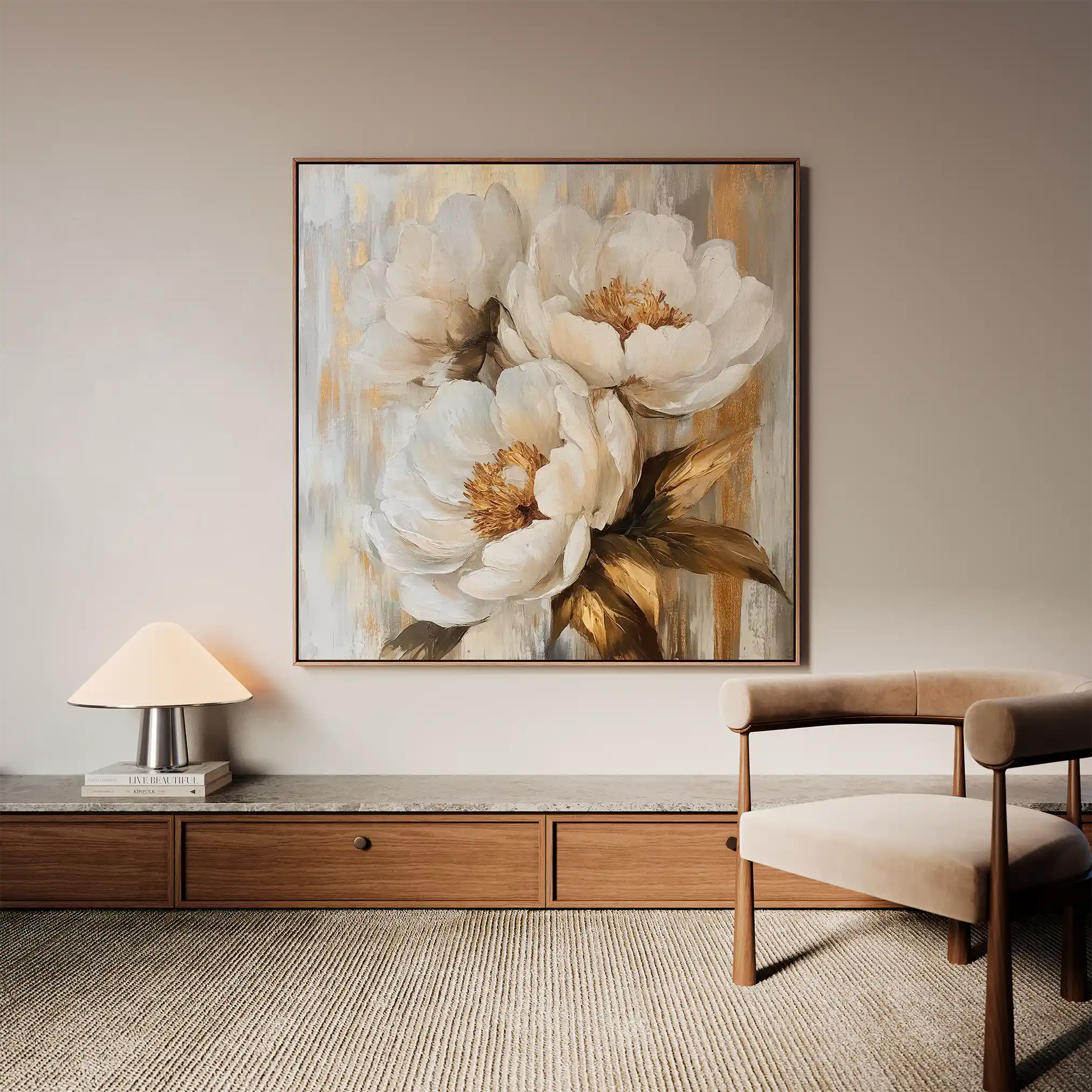 Floral 1283 Canvas Art 60 x 60 cm / Black