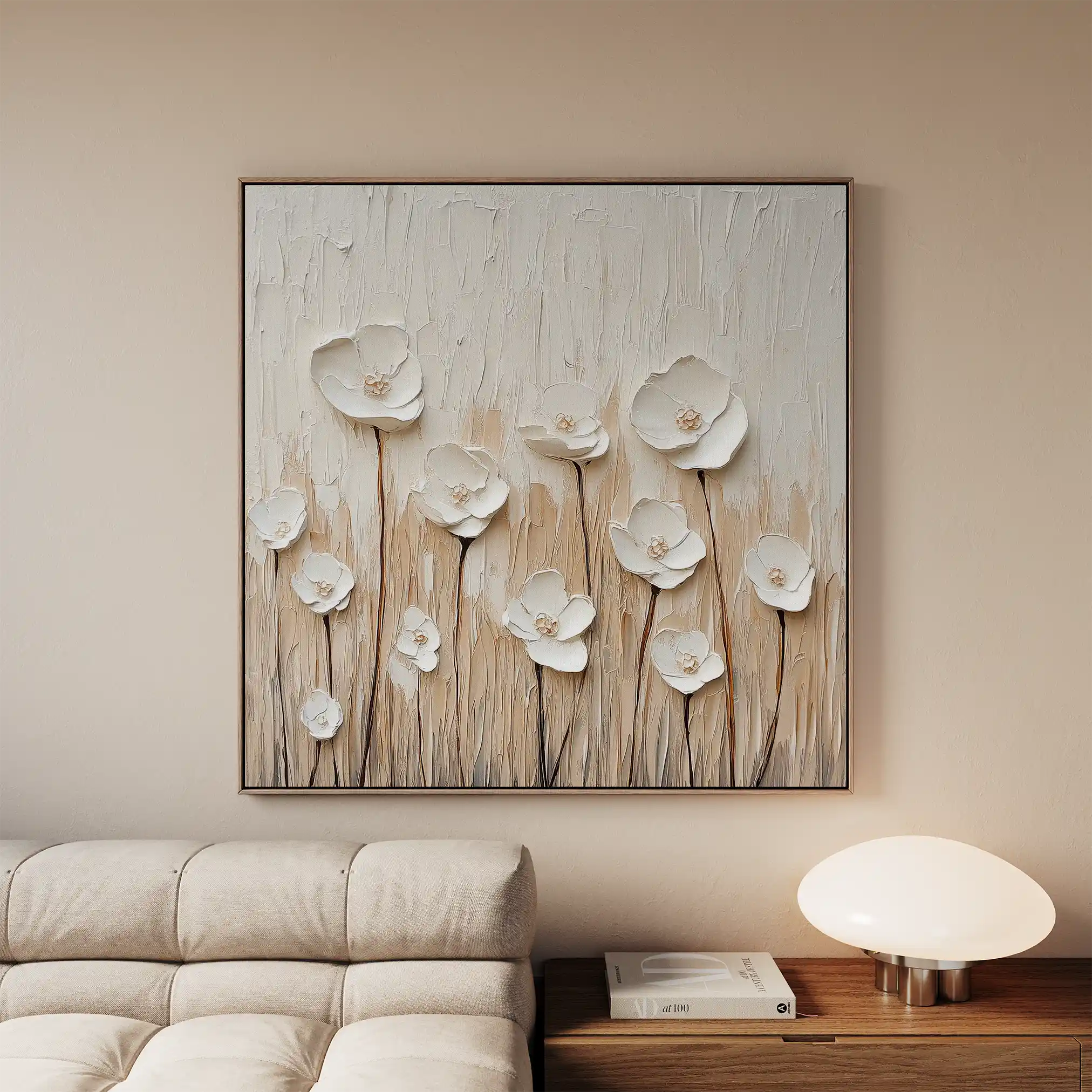 Floral 1285 Canvas Art 60 x 60 cm / Black