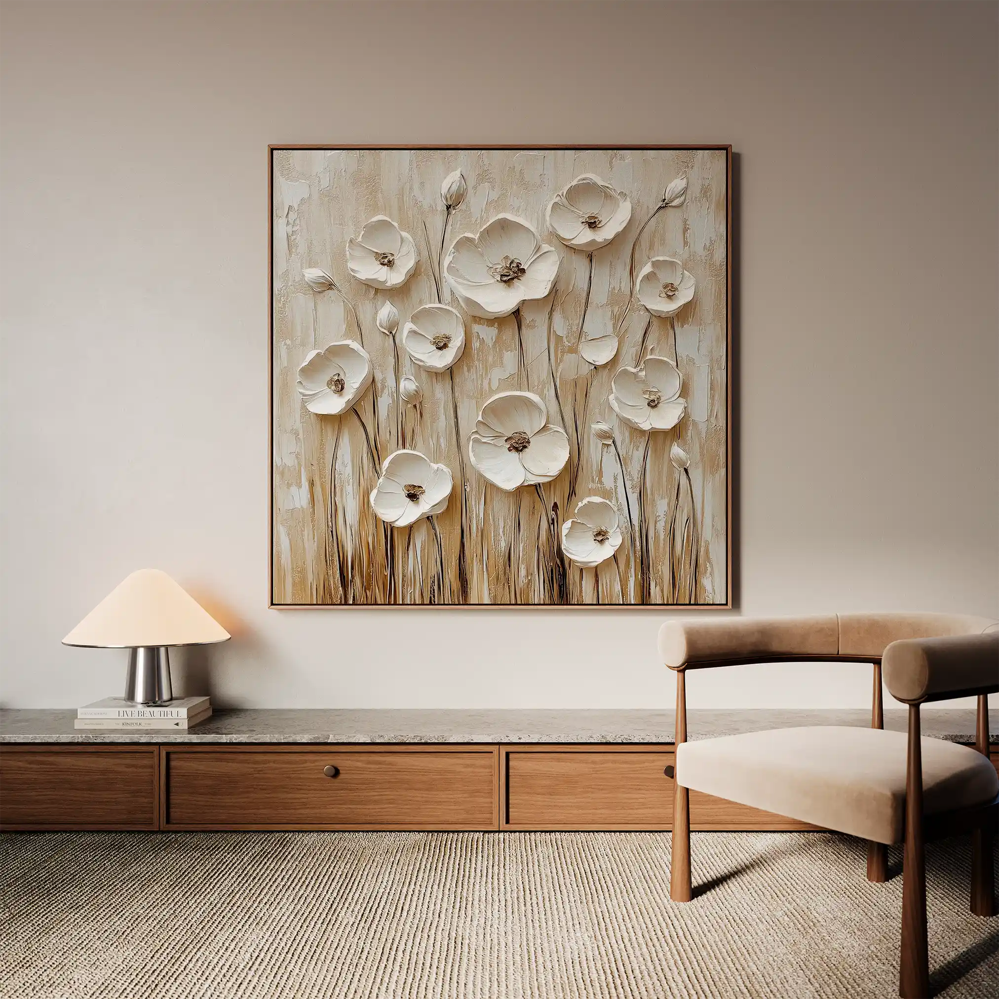 Floral 1286 Canvas Art 60 x 60 cm / Black