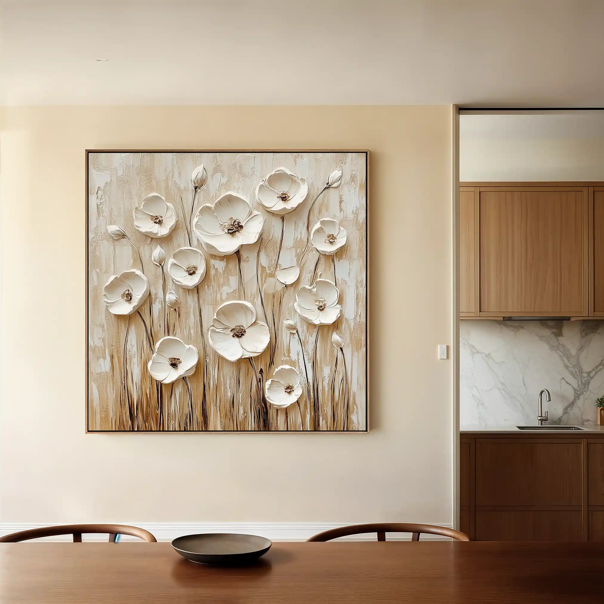 Floral 1286 Canvas Art 60 x 60 cm / Black