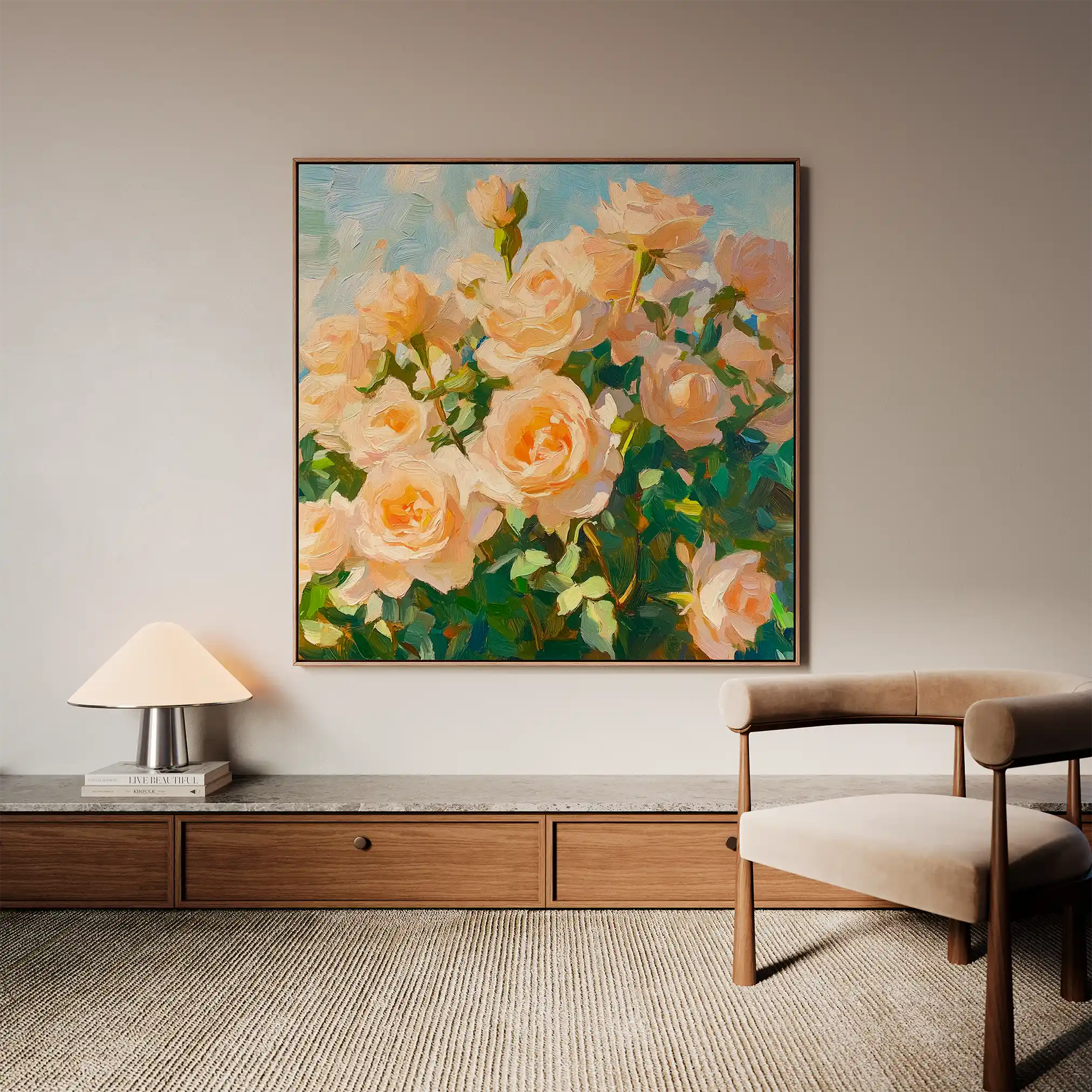 Floral 1289 Canvas Art 60 x 60 cm / Black