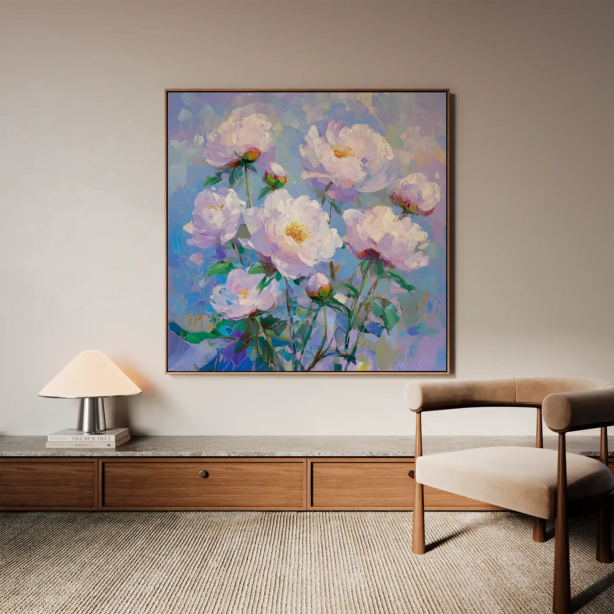 Floral 1290 Canvas Art 60 x 60 cm / Black