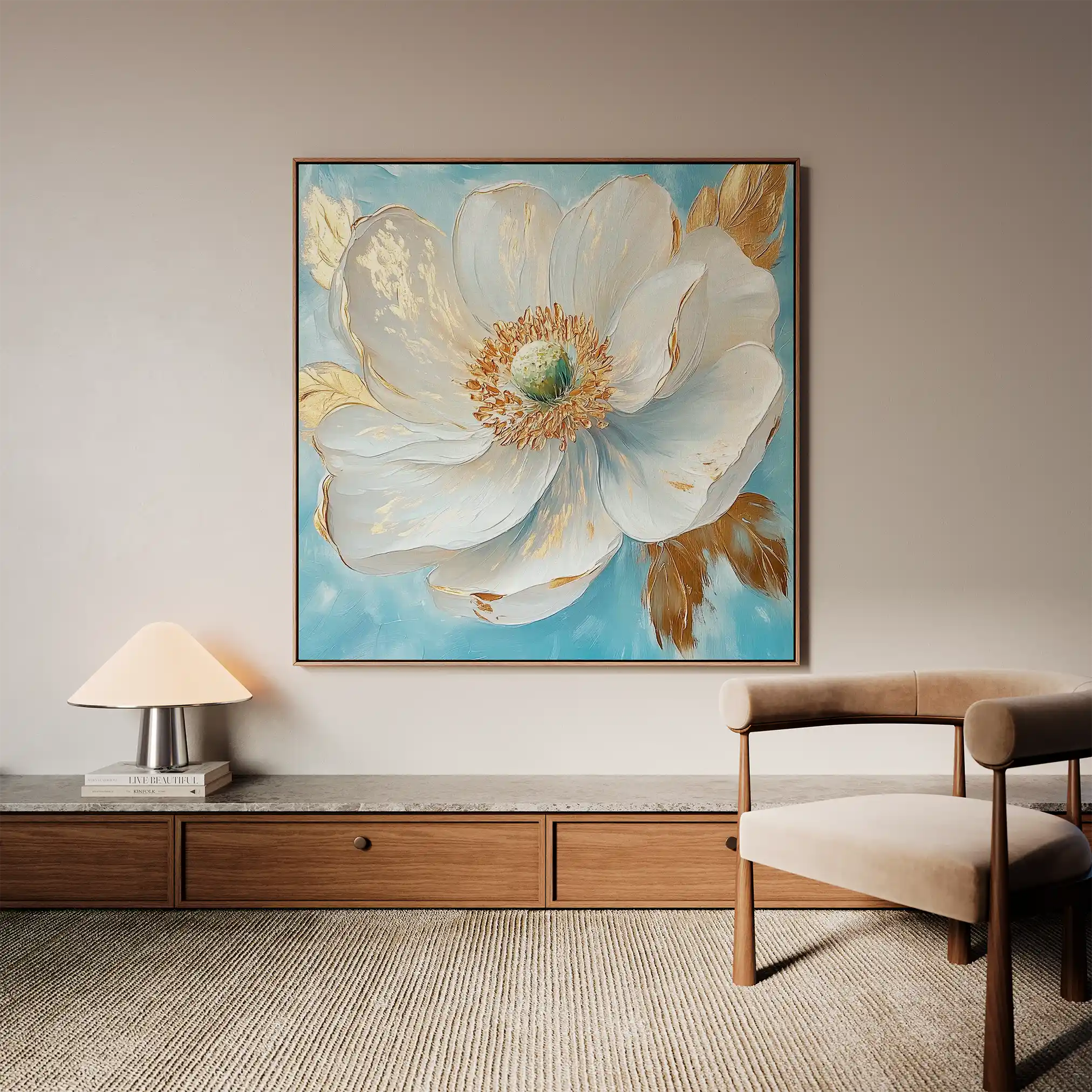Floral 1293 Canvas Art 60 x 60 cm / Black