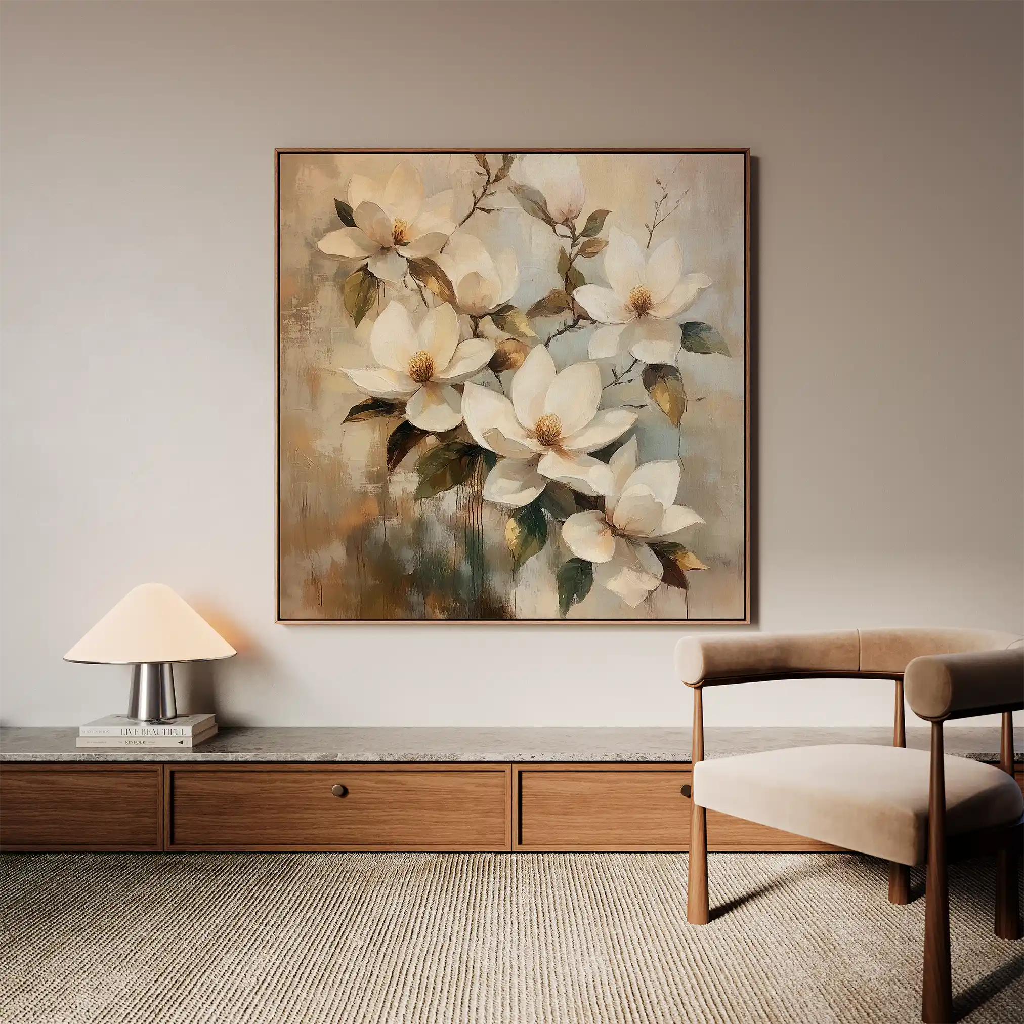 Floral 1295 Canvas Art 60 x 60 cm / Black