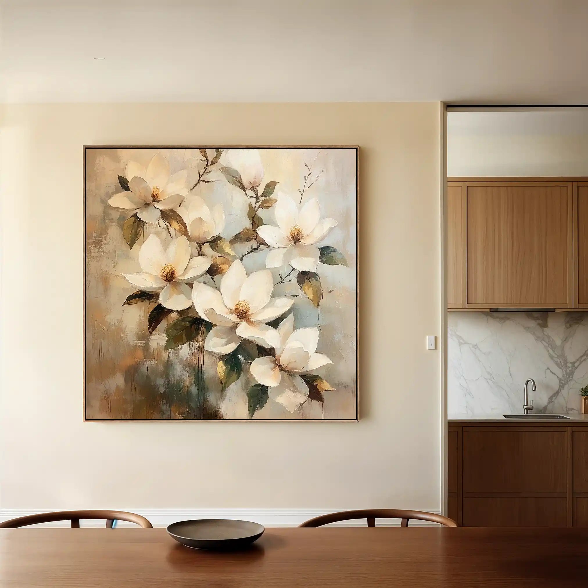 Floral 1295 Canvas Art 60 x 60 cm / Black