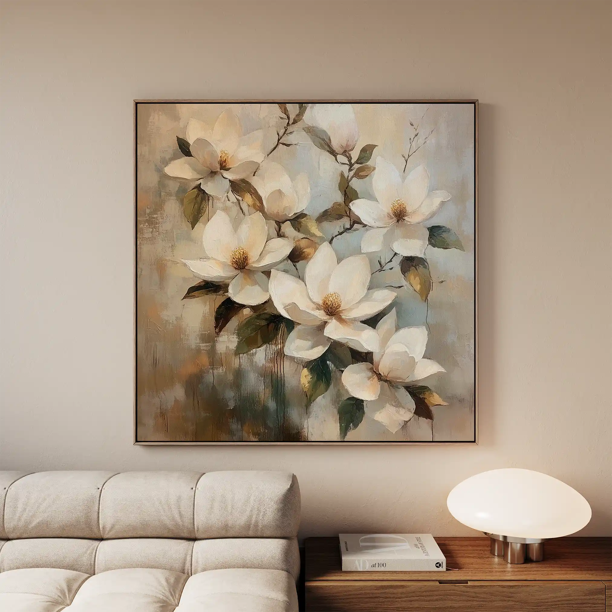 Floral 1295 Canvas Art 60 x 60 cm / Black