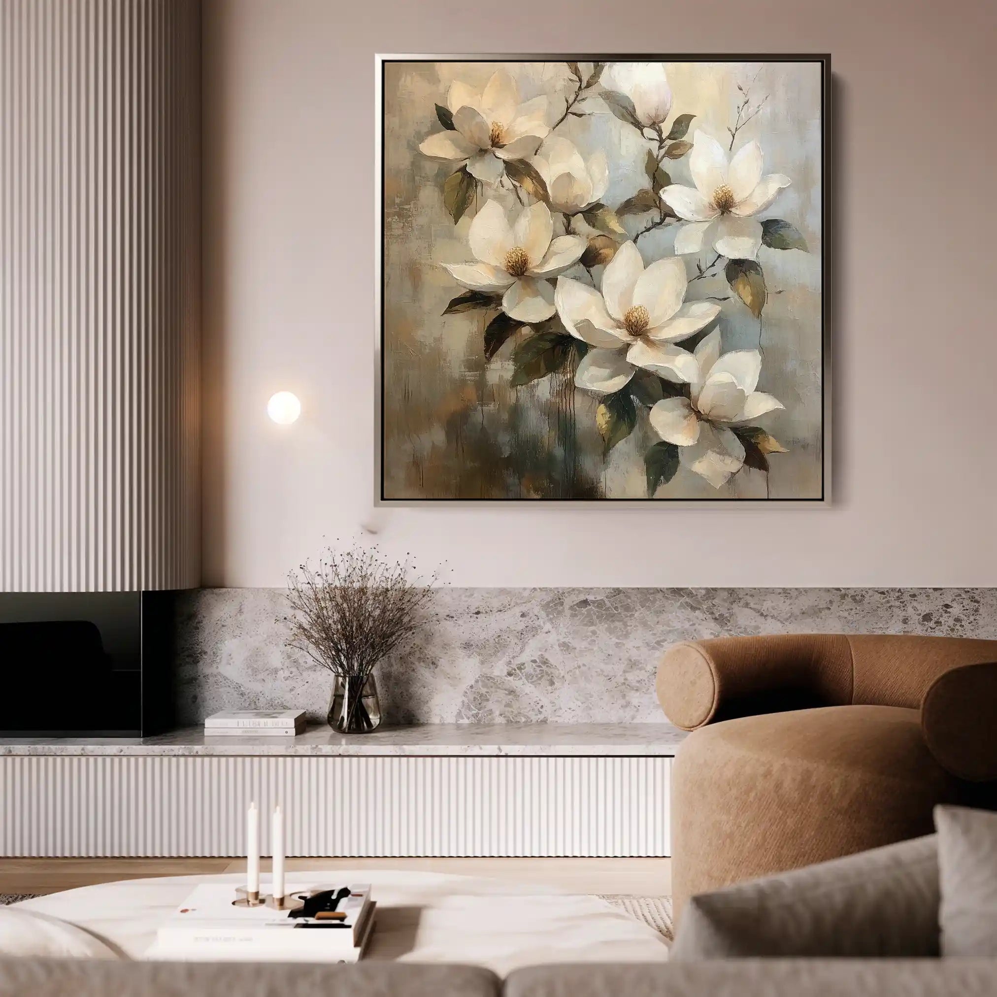 Floral 1295 Canvas Art 60 x 60 cm / Black