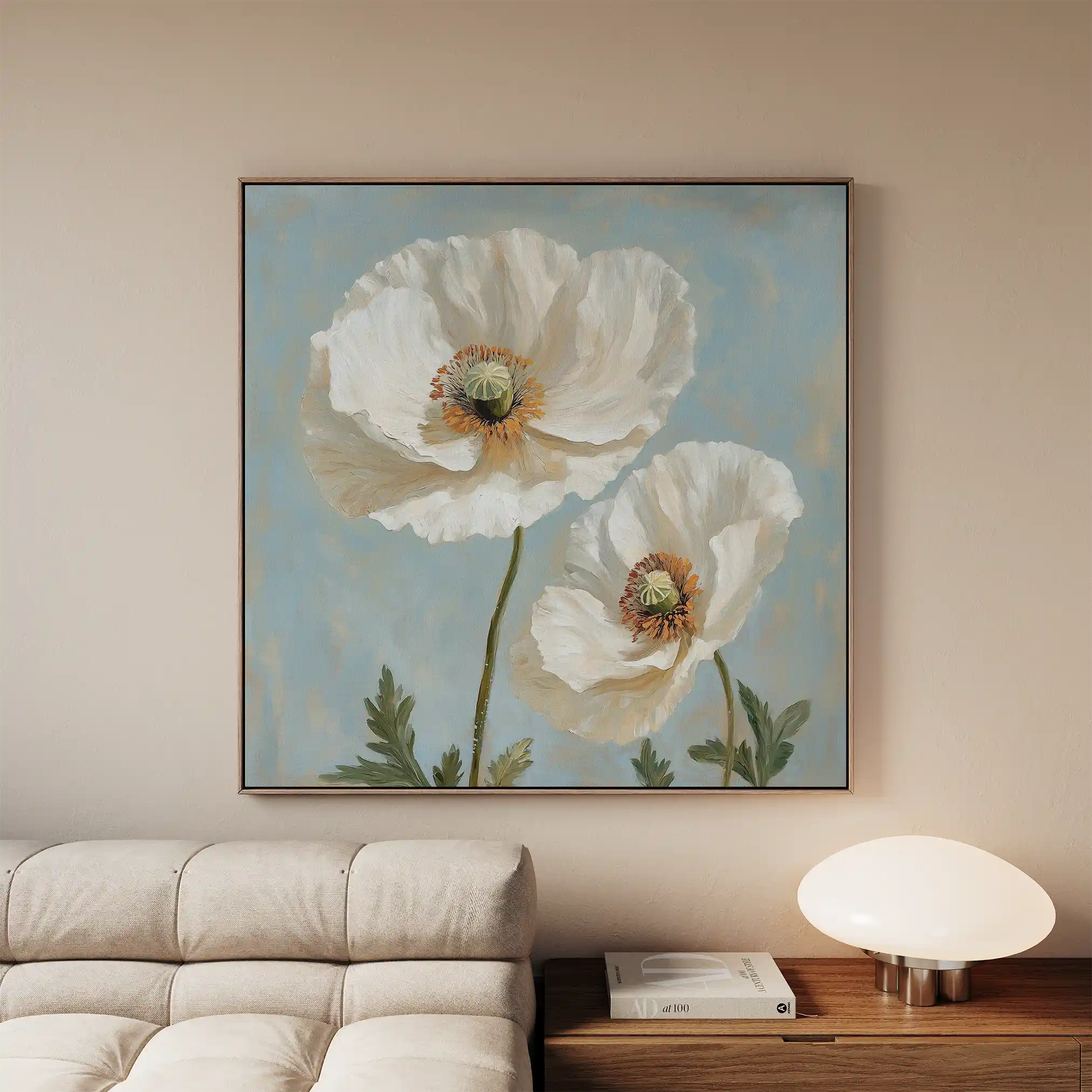 Floral 1296 Canvas Art 60 x 60 cm / Black