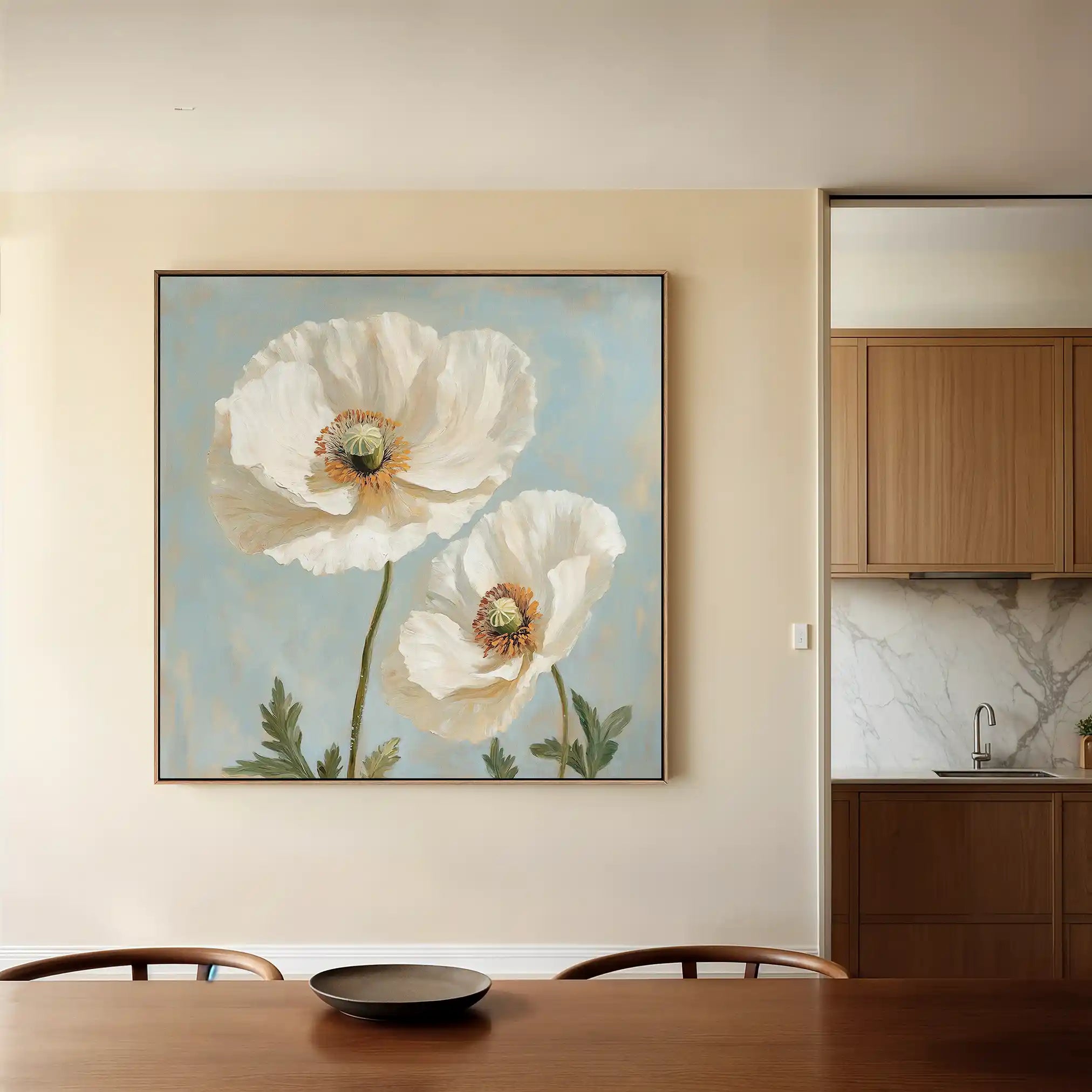 Floral 1296 Canvas Art 60 x 60 cm / Black
