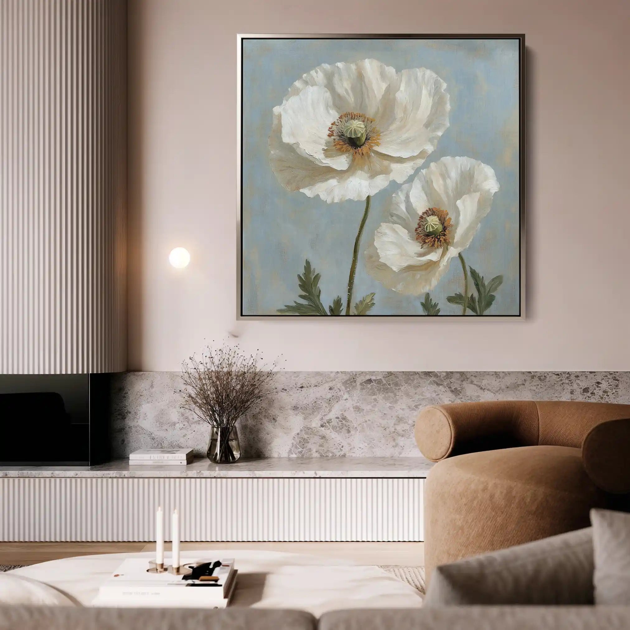 Floral 1296 Canvas Art 60 x 60 cm / Black