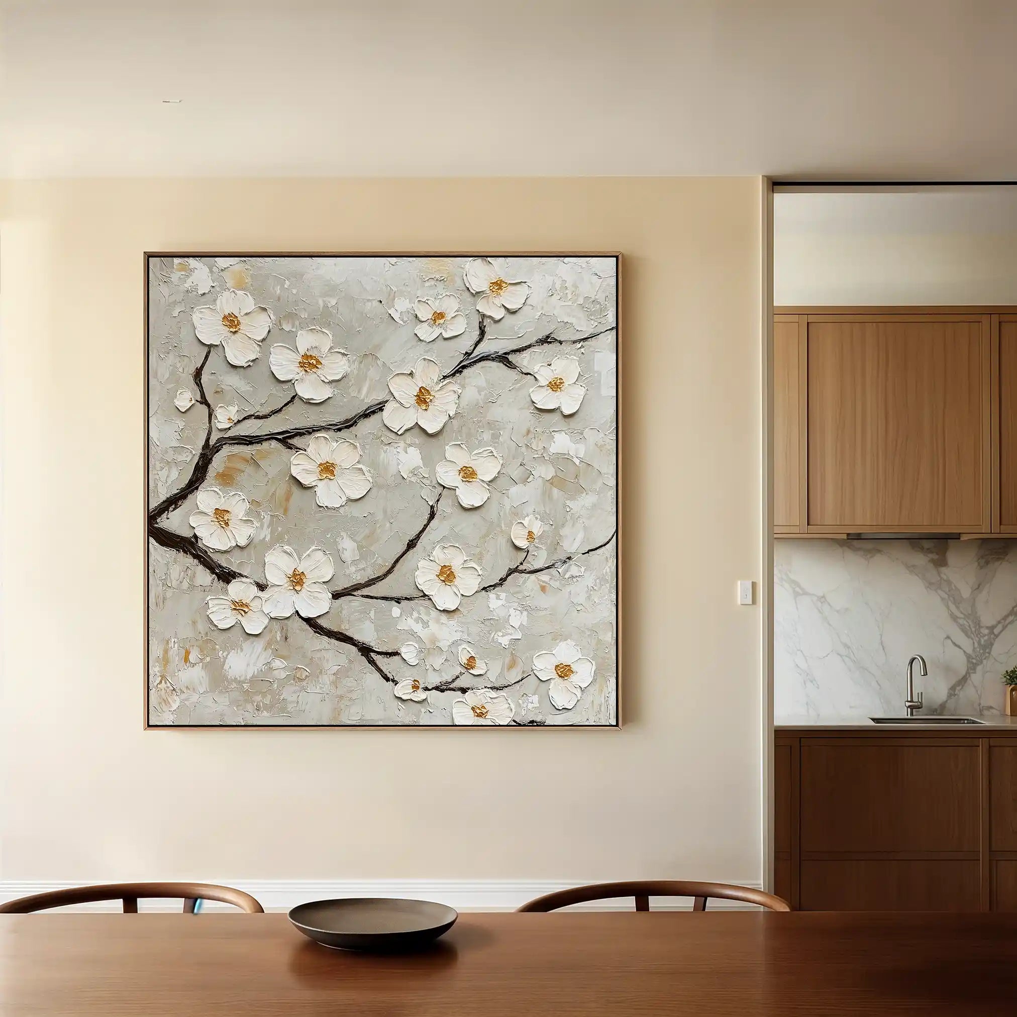 Floral 1297 Canvas Art 60 x 60 cm / Black