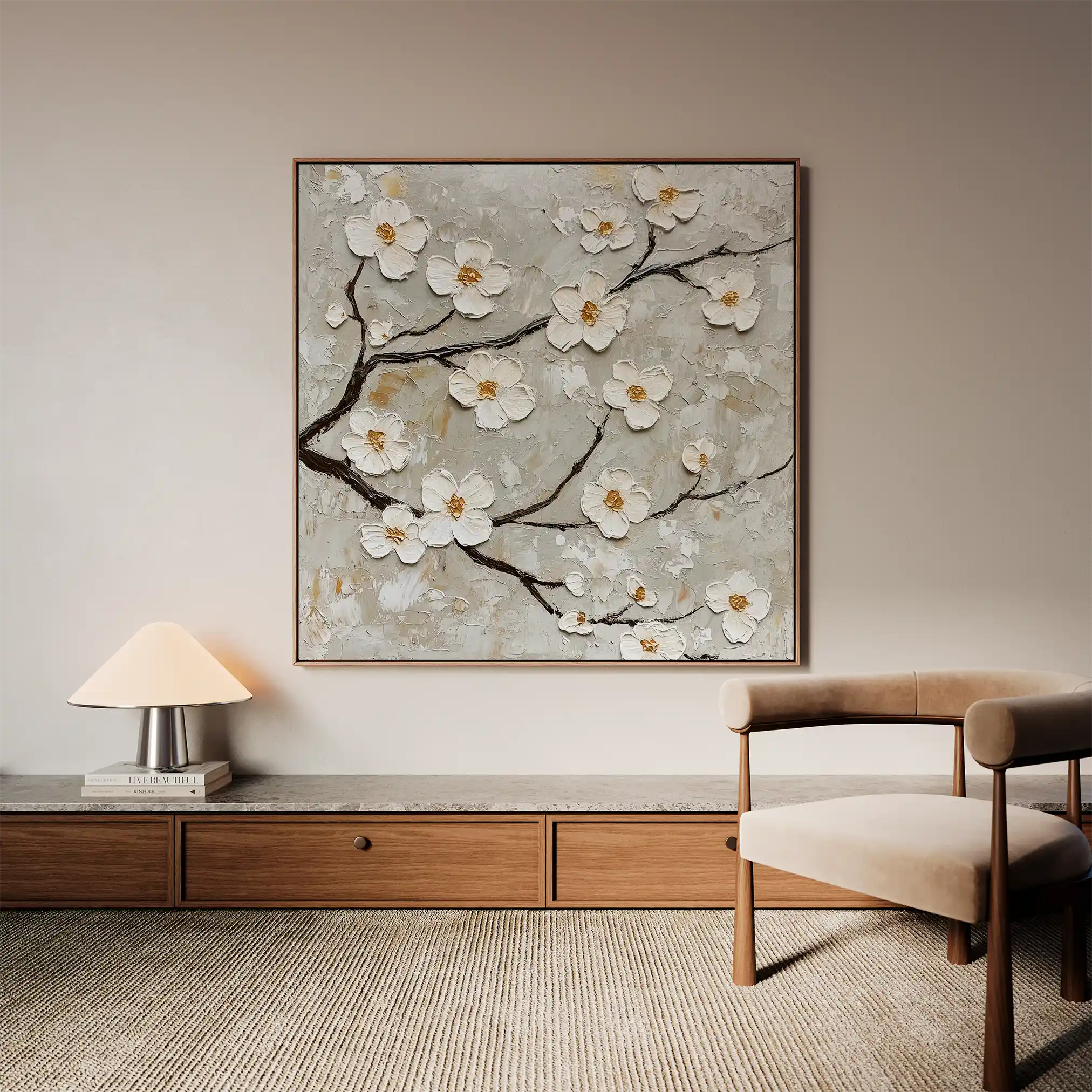 Floral 1297 Canvas Art 60 x 60 cm / Black