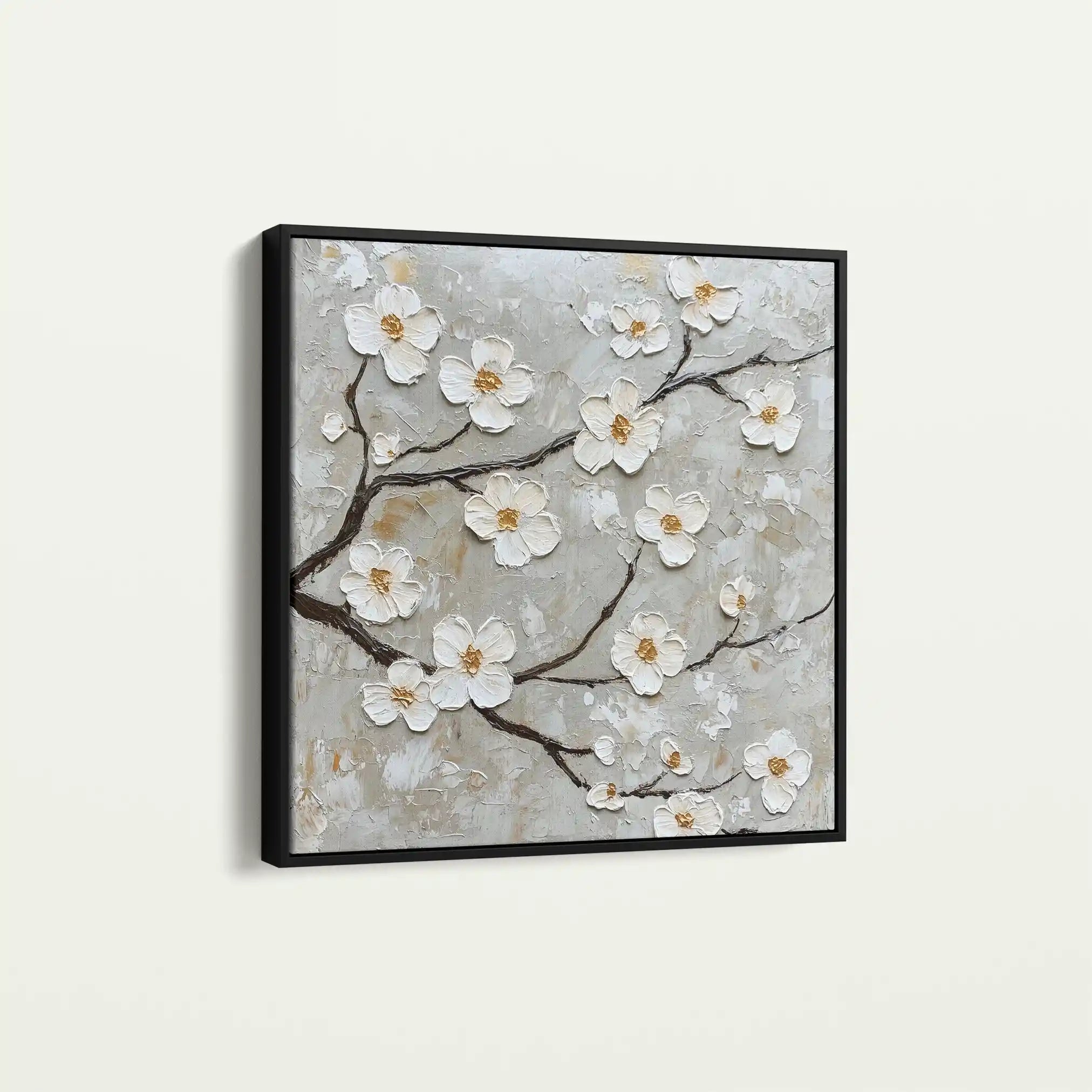 Floral 1297 Canvas Art 60 x 60 cm / Black