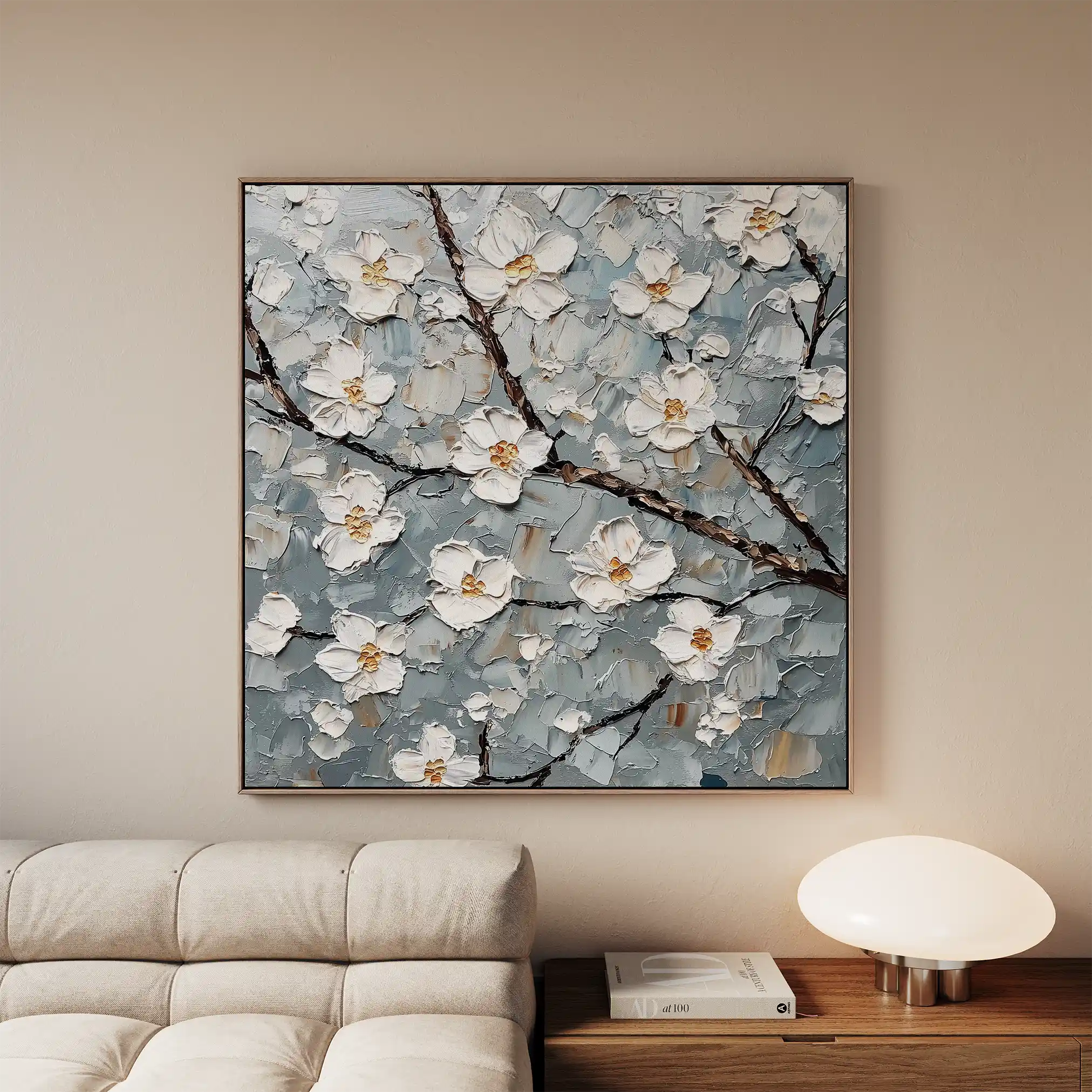Floral 1298 Canvas Art 60 x 60 cm / Black