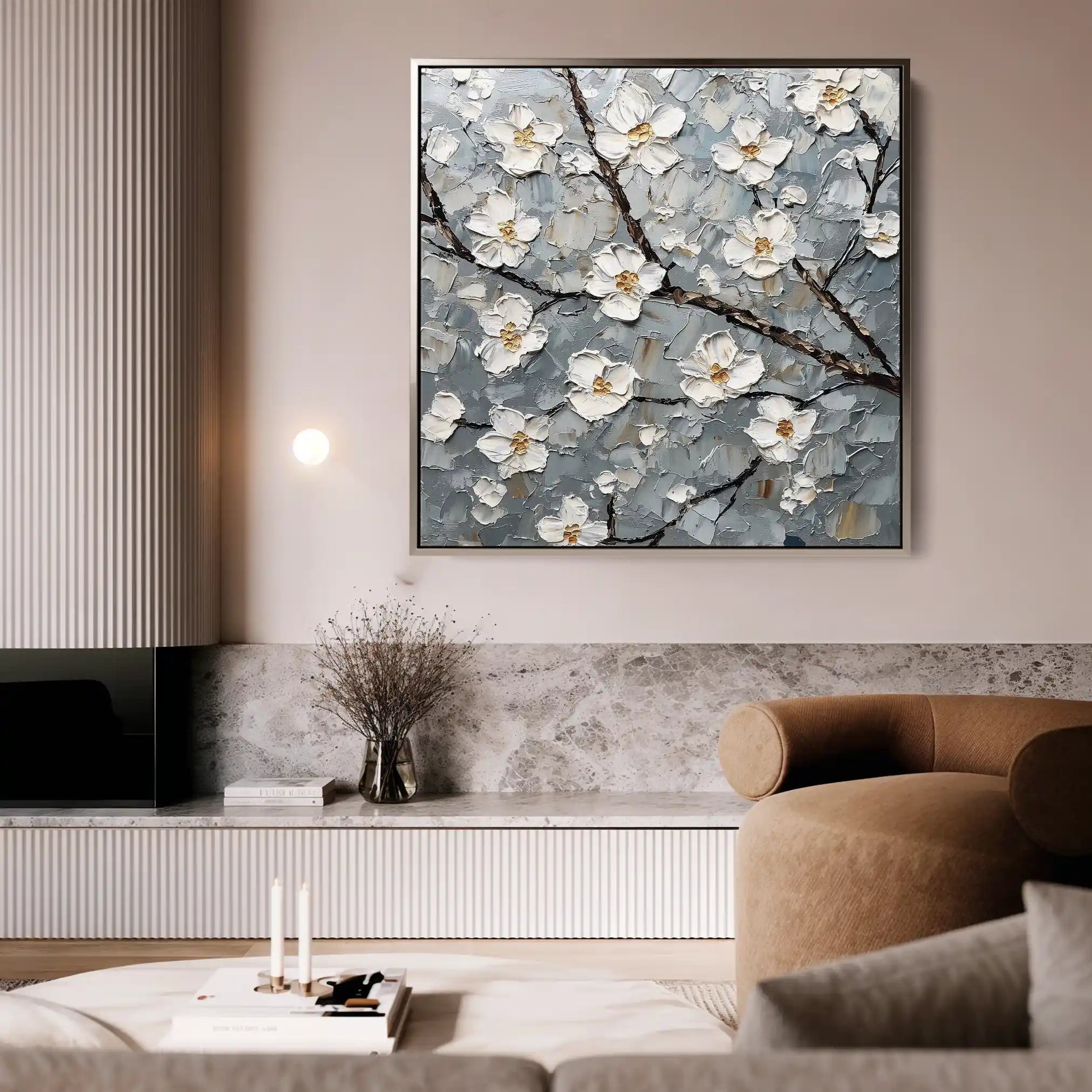 Floral 1298 Canvas Art 60 x 60 cm / Black