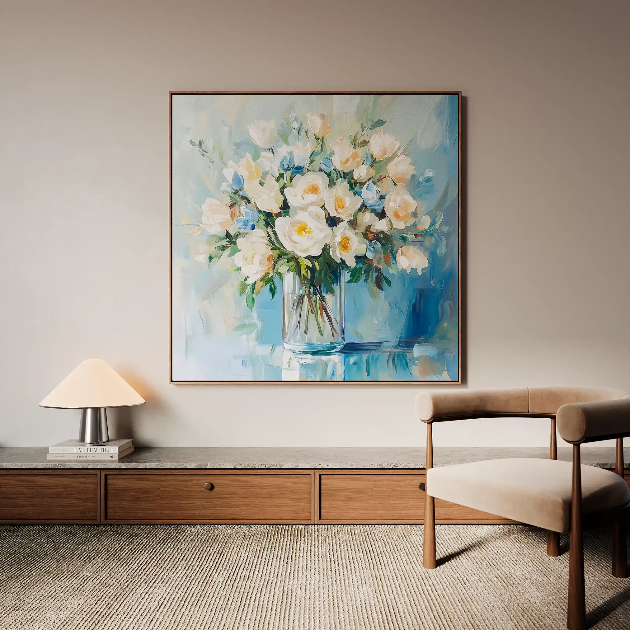Floral 1299 Canvas Art 60 x 60 cm / Black