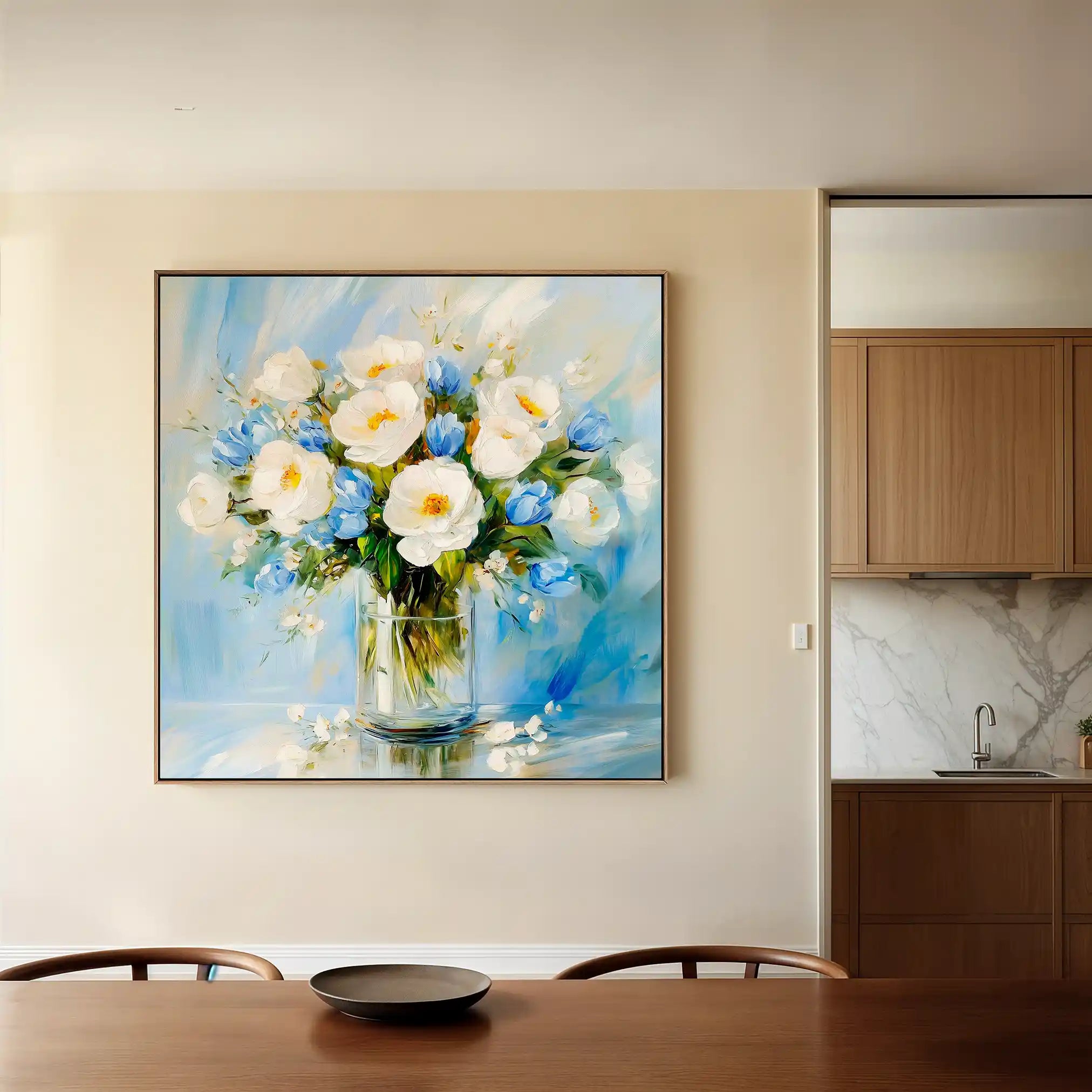 Floral 1300 Canvas Art 60 x 60 cm / Black