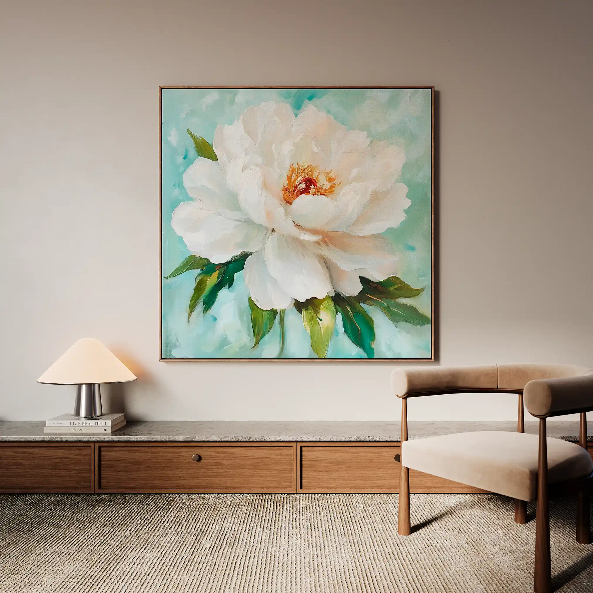 Floral 1301 Canvas Art 60 x 60 cm / Black
