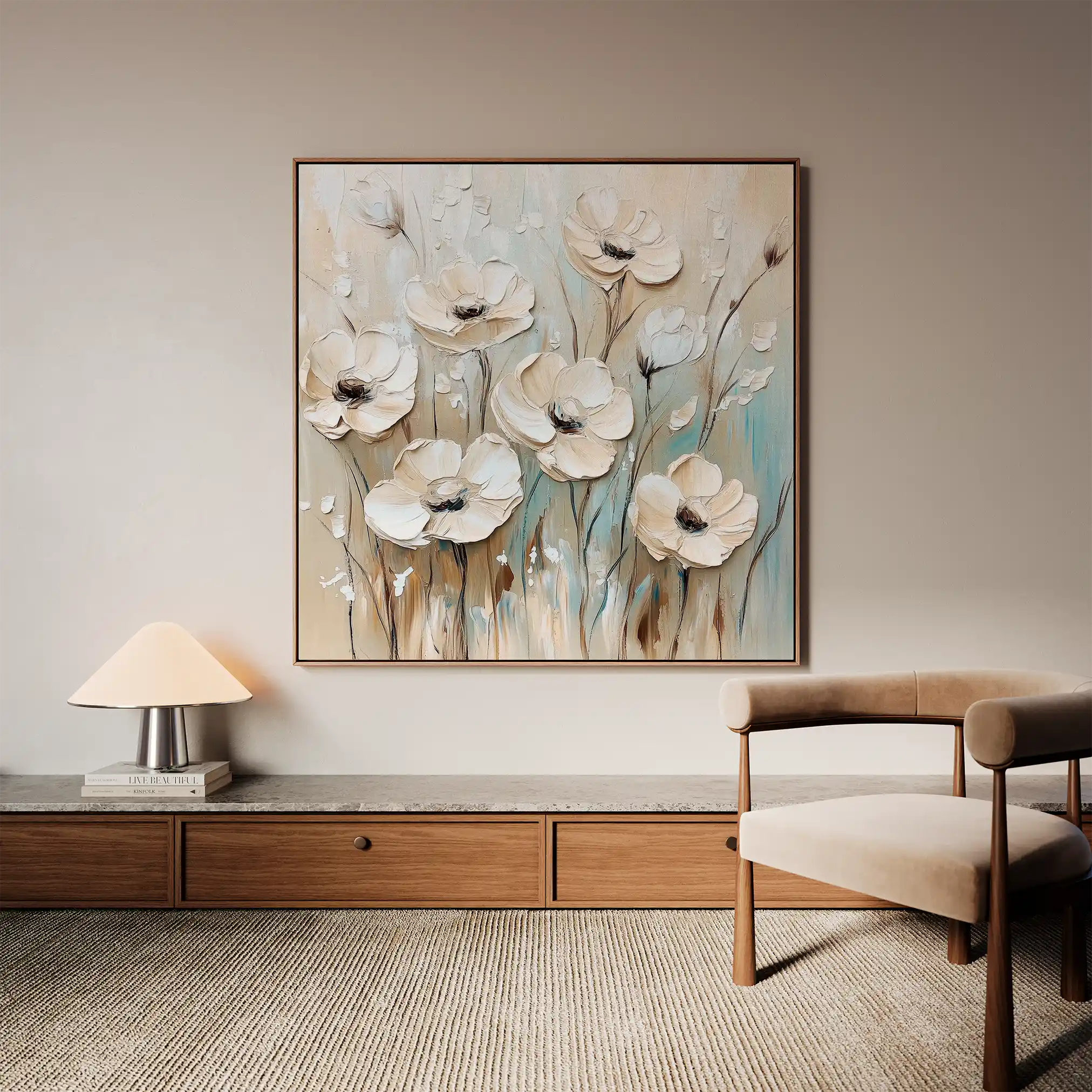 Floral 1304 Canvas Art 60 x 60 cm / Black