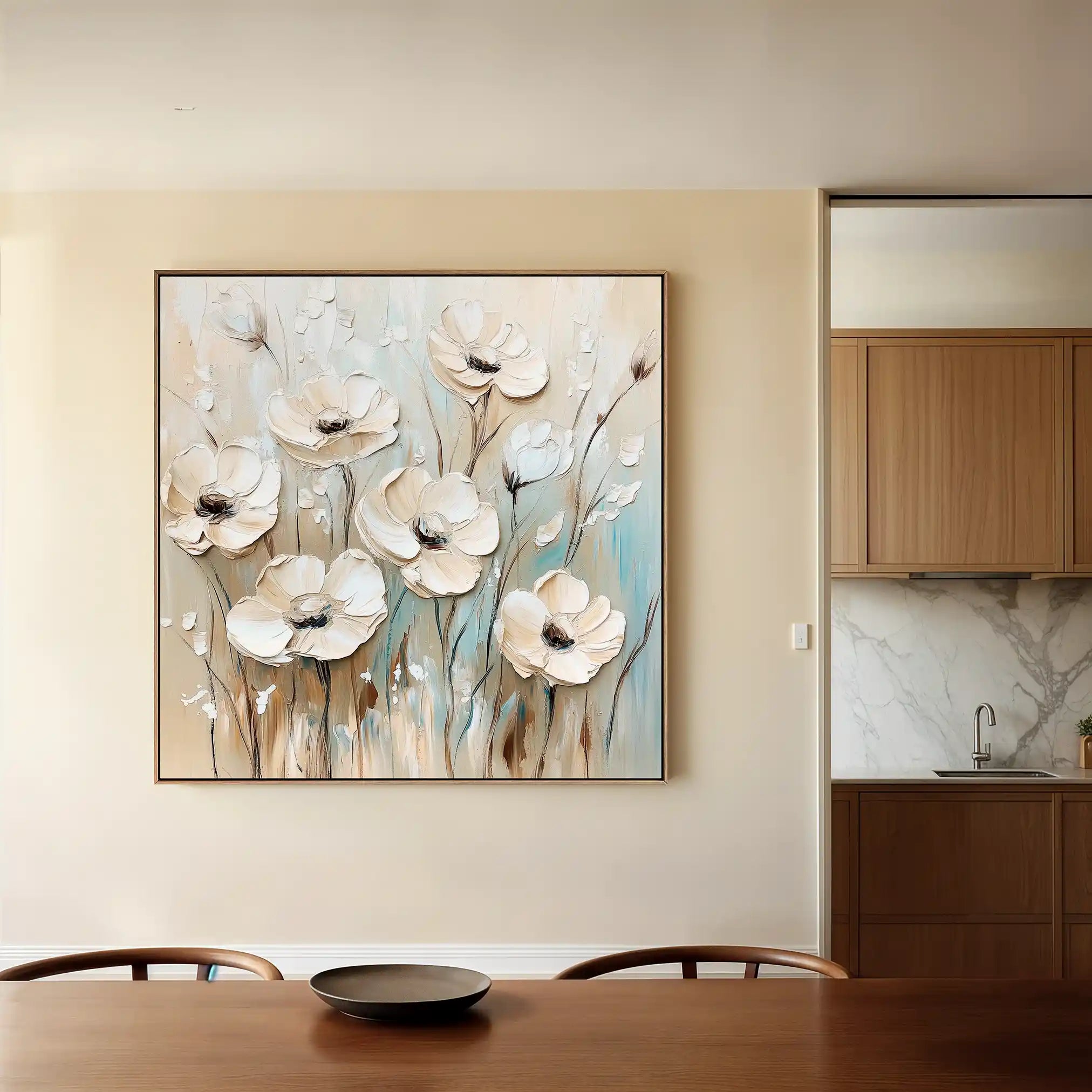 Floral 1304 Canvas Art 60 x 60 cm / Black