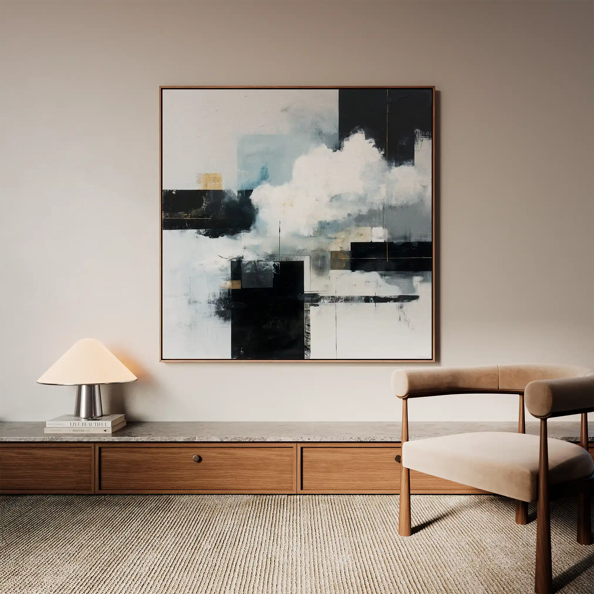 Abstract 1307 Canvas Art 60 x 60 cm / Black