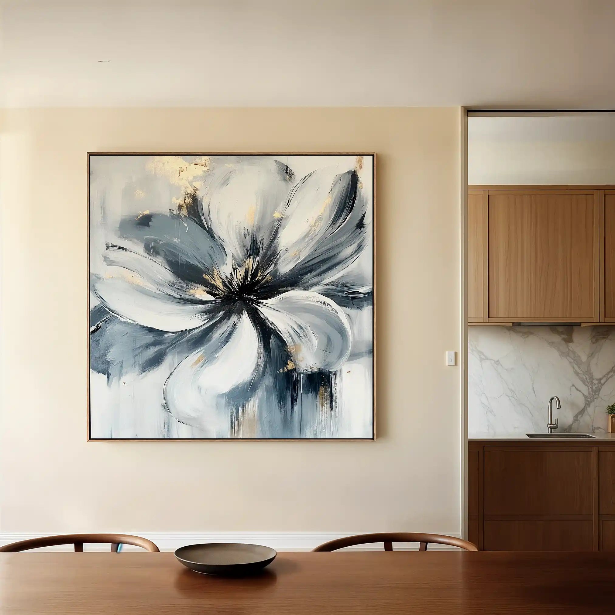 Floral 1307 Canvas Art 60 x 60 cm / Black