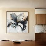 Floral 1308 Canvas Art 60 x 60 cm / Black
