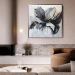 Floral 1308 Canvas Art 60 x 60 cm / Black