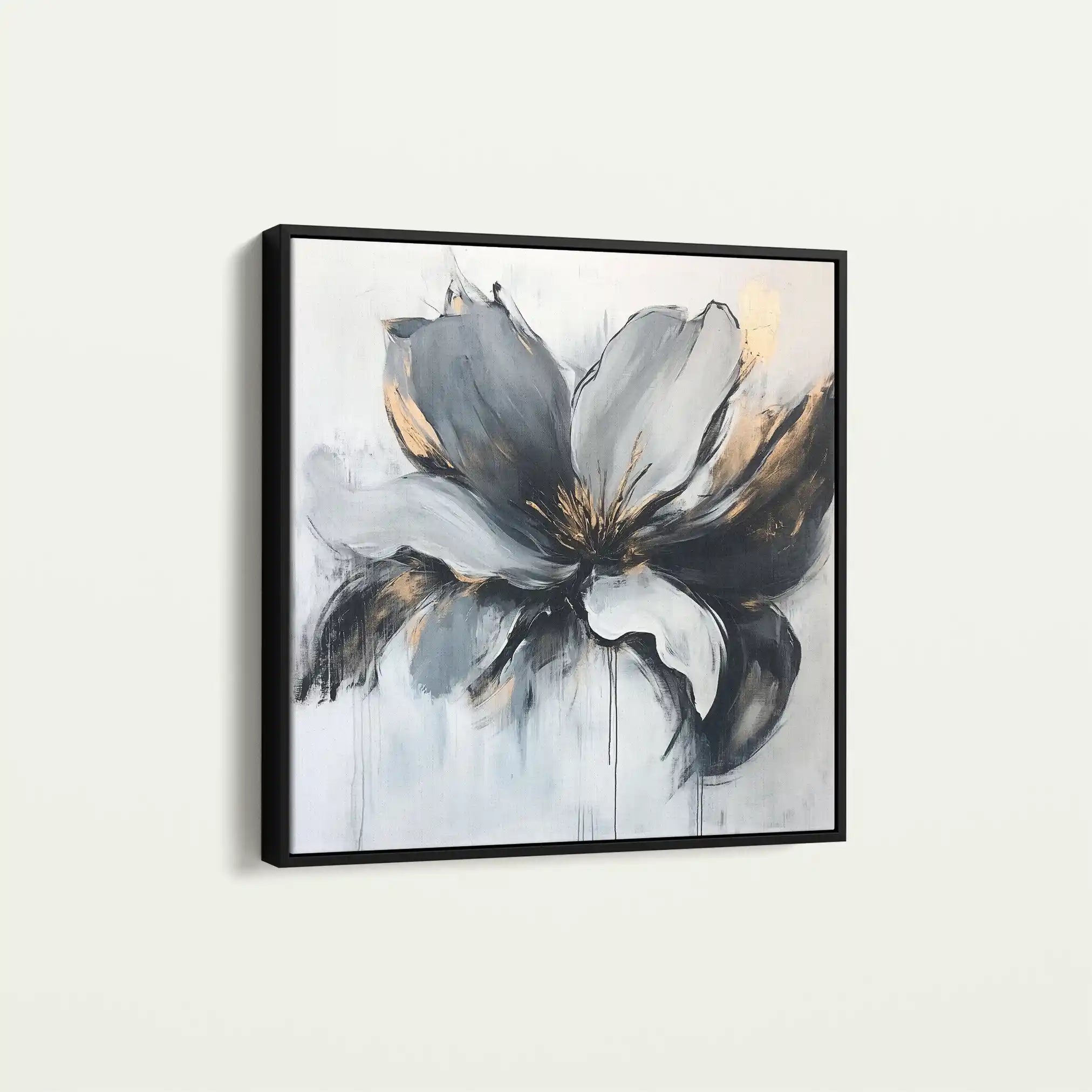 Floral 1308 Canvas Art 60 x 60 cm / Black