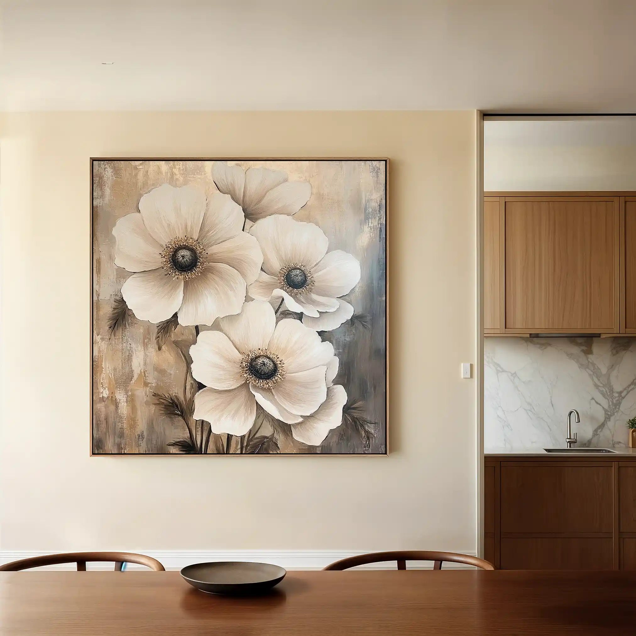 Floral 1309 Canvas Art 60 x 60 cm / Black