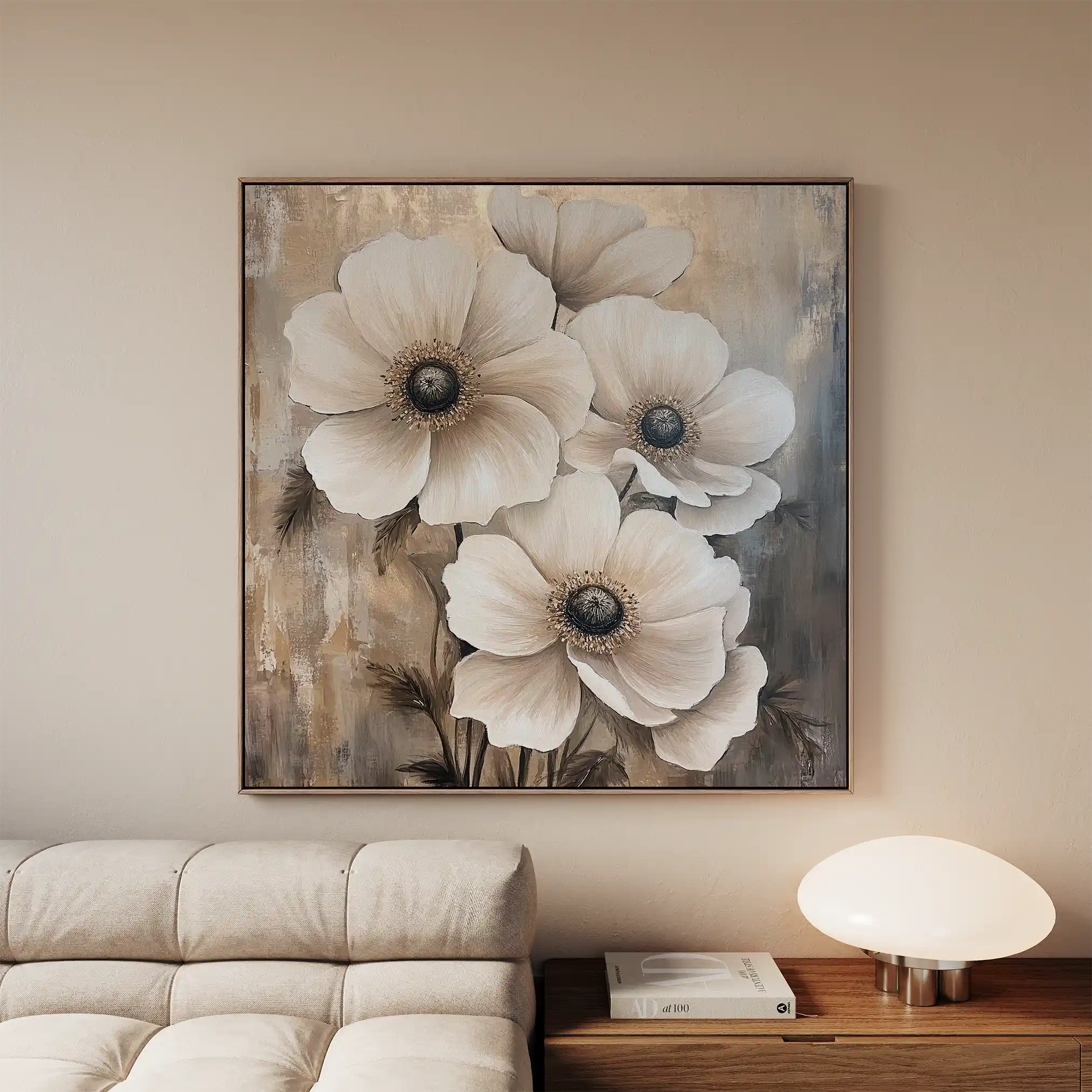 Floral 1309 Canvas Art 60 x 60 cm / Black