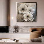 Floral 1309 Canvas Art 60 x 60 cm / Black